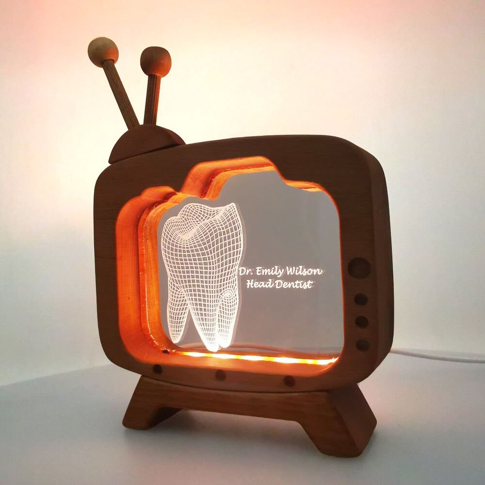 Personalizable 3d Led Desk Lamp Looking Nameplate For Dentist