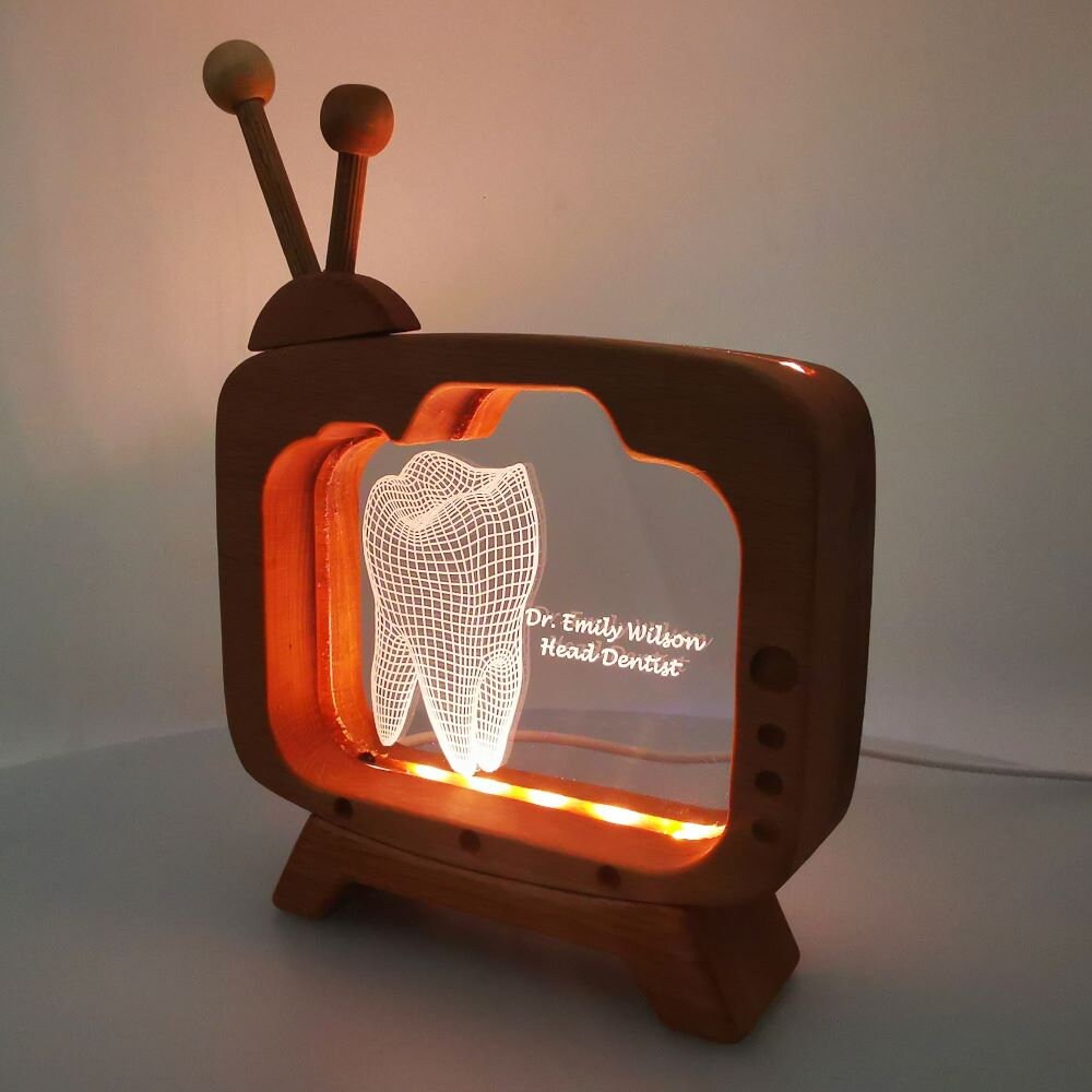 Personalizable 3d Led Desk Lamp Looking Nameplate For Dentist