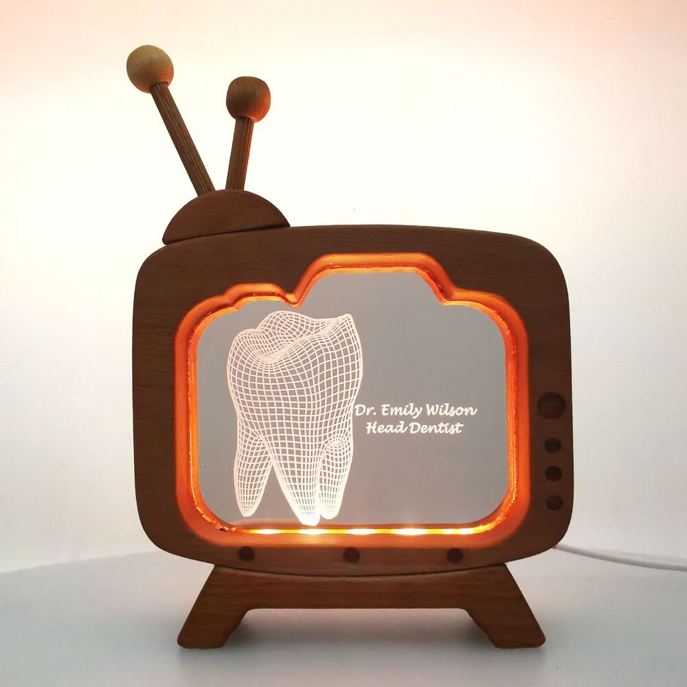 Personalizable 3d Led Desk Lamp Looking Nameplate For Dentist
