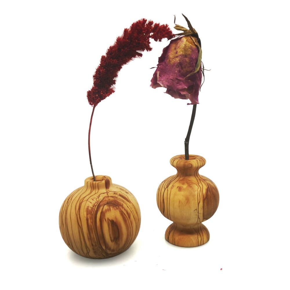 Olive Wood Minimalist Vase Set 