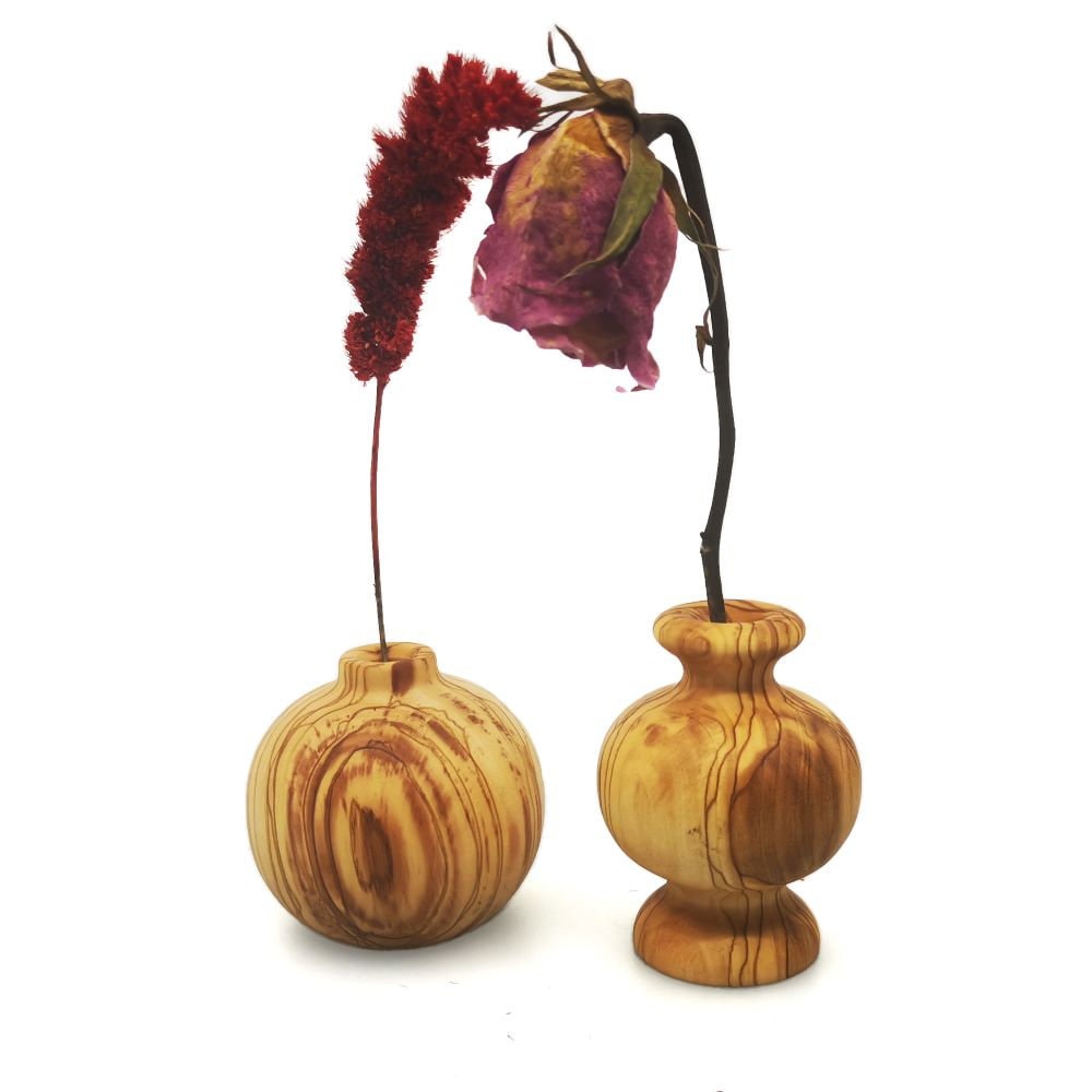 Olive Wood Minimalist Vase Set 