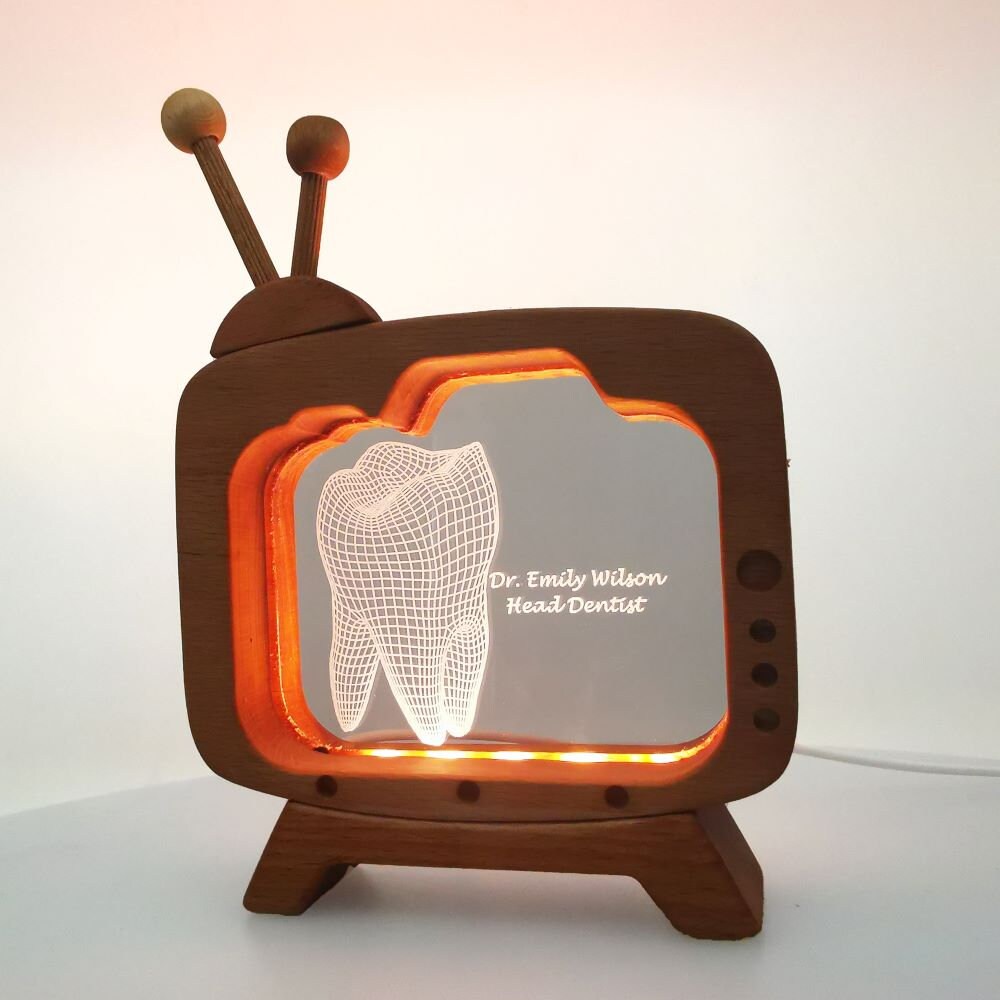 Personalizable 3d Led Desk Lamp Looking Nameplate For Dentist