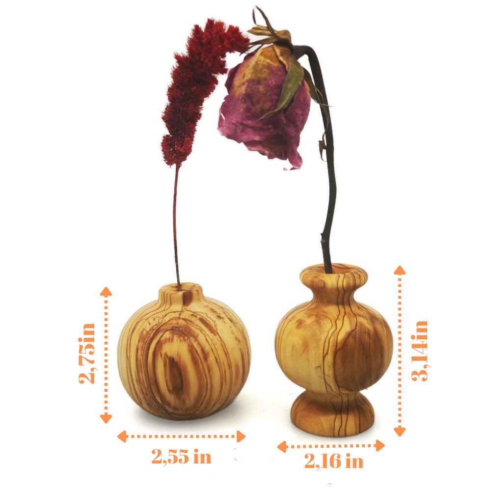 Olive Wood Minimalist Vase Set 