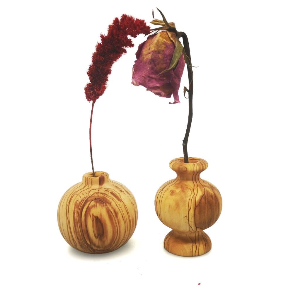 Olive Wood Minimalist Vase Set 