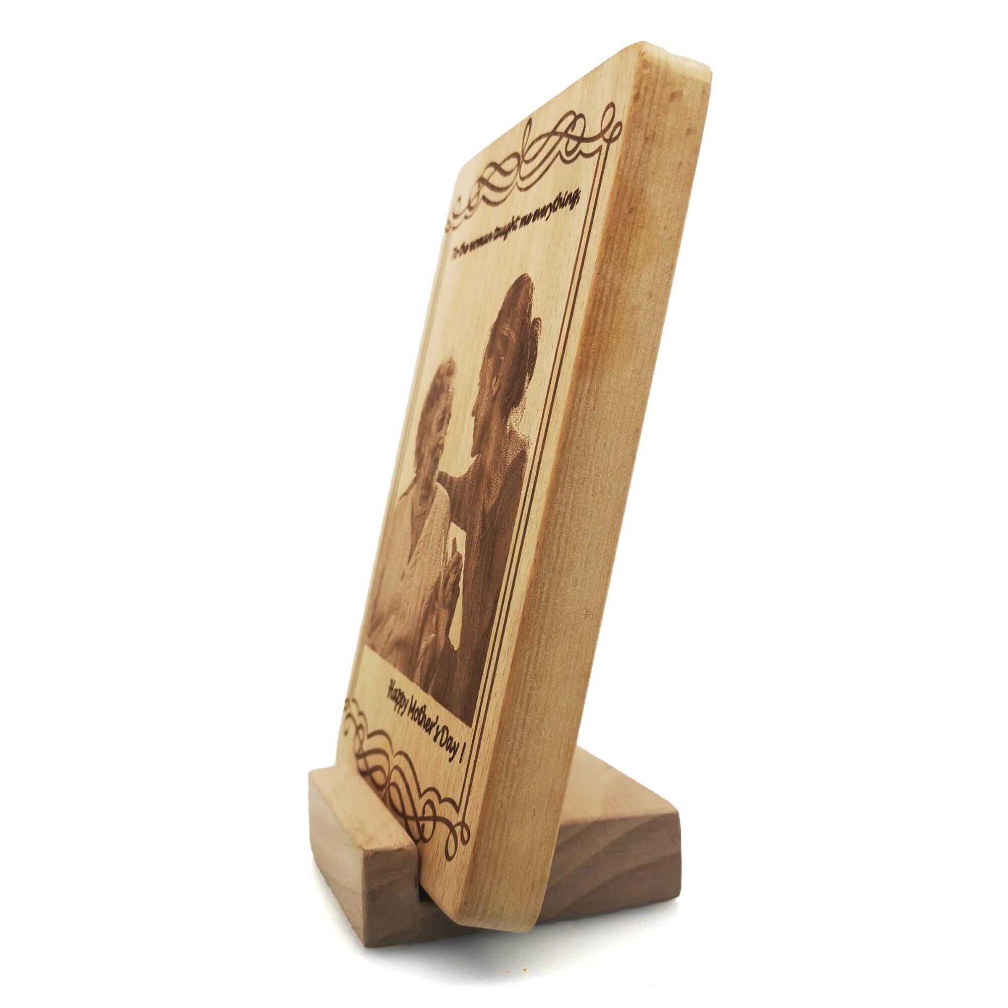 Engraved Photo on Wood as Gift for Mother’s Day