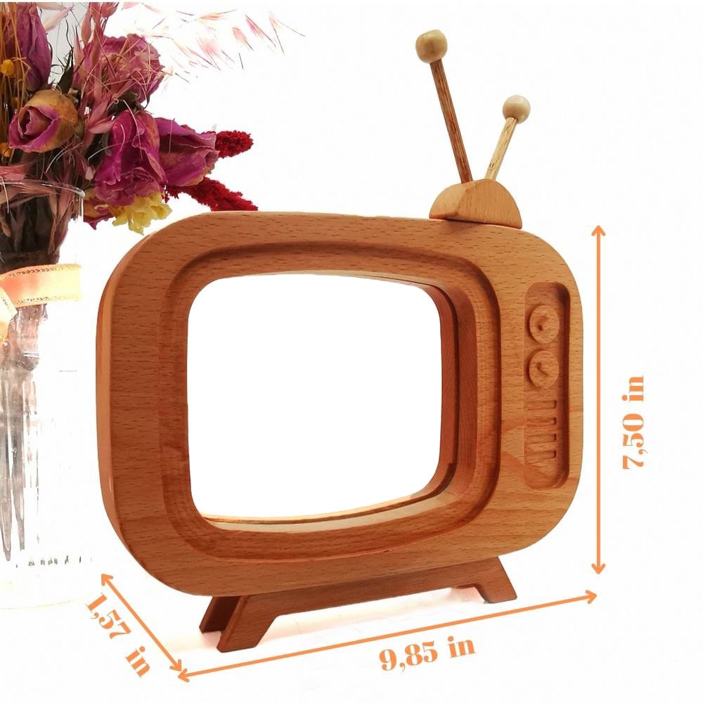 Retro Tv Görünümlü Fotoğraflı Gece Lambası