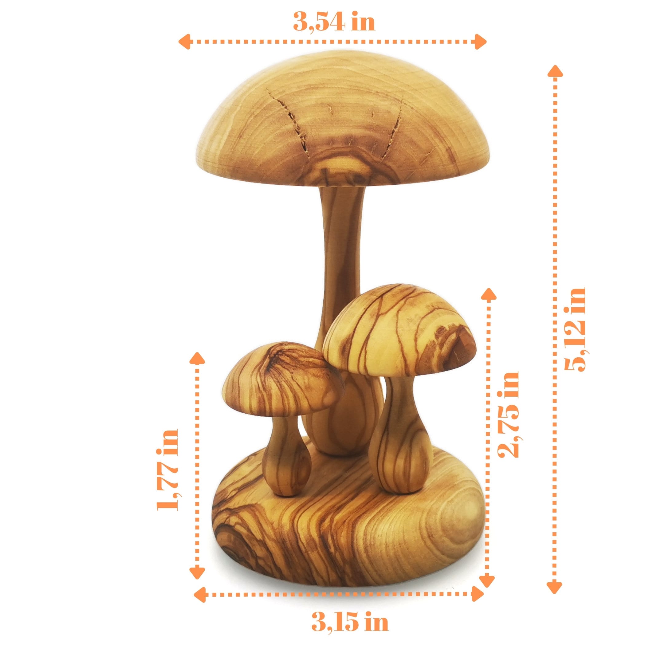 Olive Wood Mushroom Hand Carved Decor Table Decoration