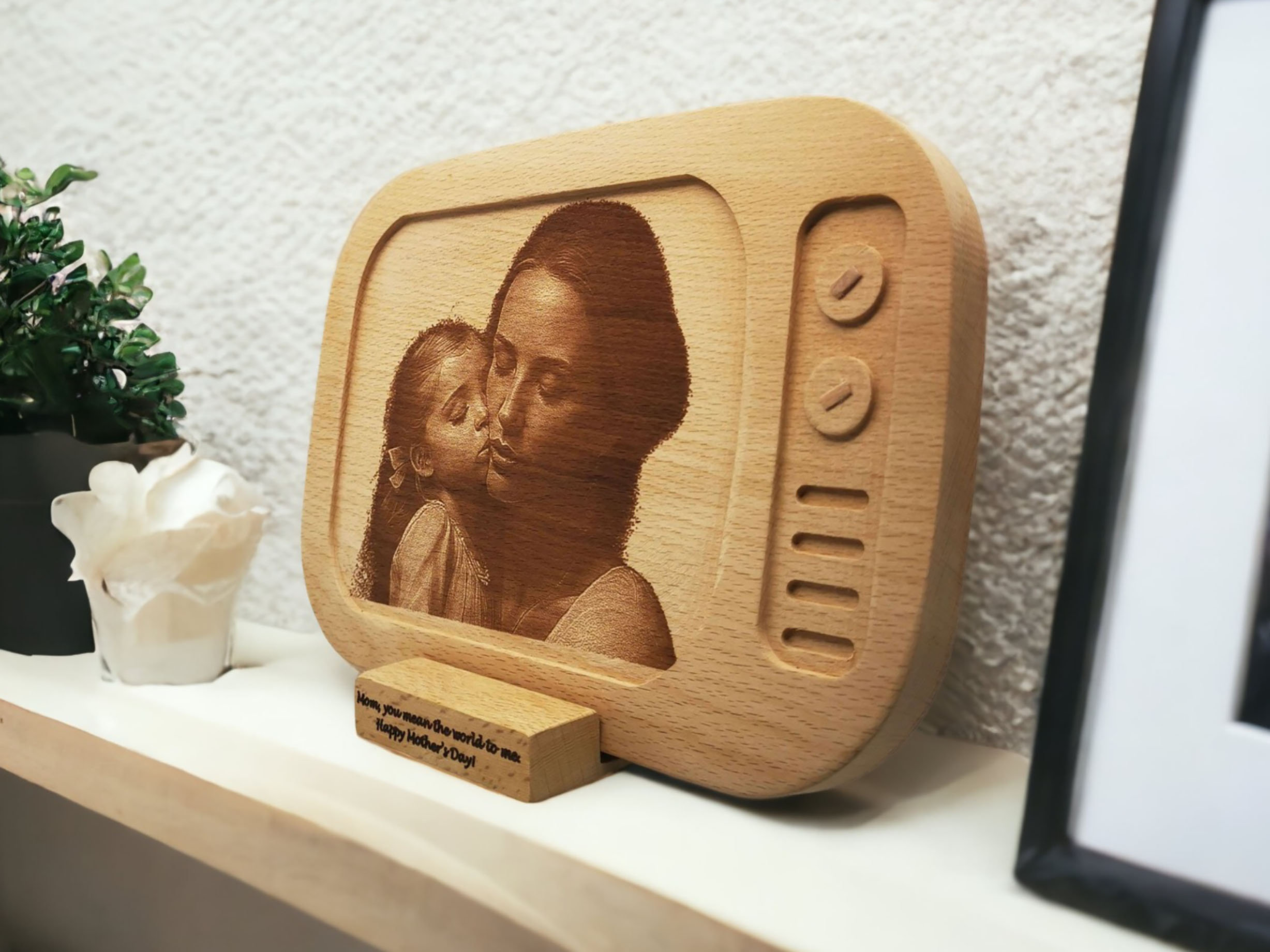 Personalized Laser Engraved Wood Photo 