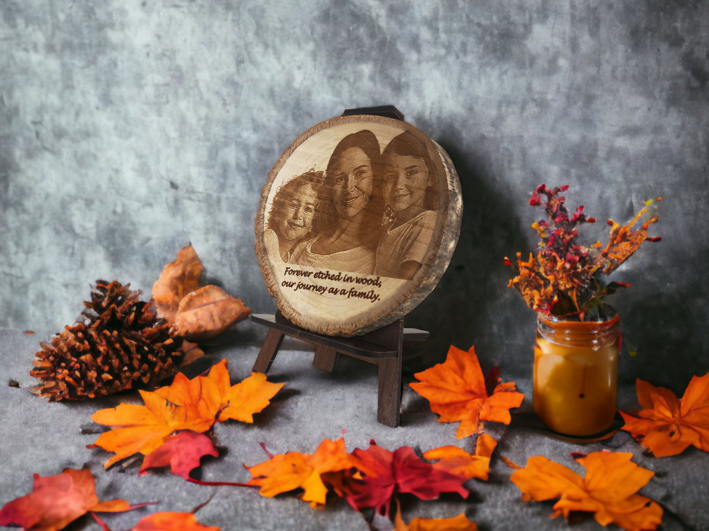  Ahşap Dilim Fotoğraf Plaket