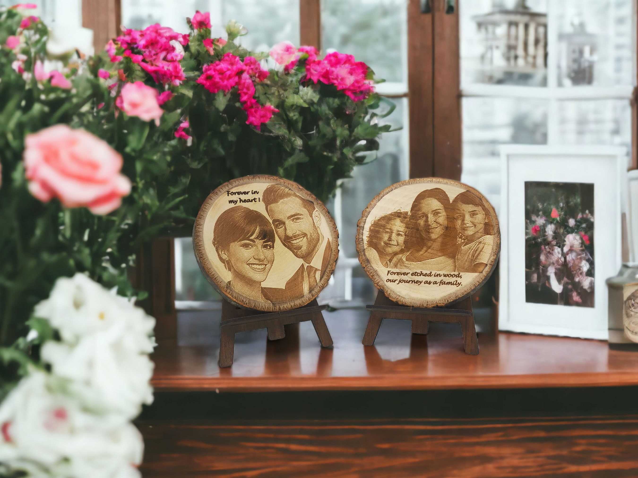  Ahşap Dilim Fotoğraf Plaket