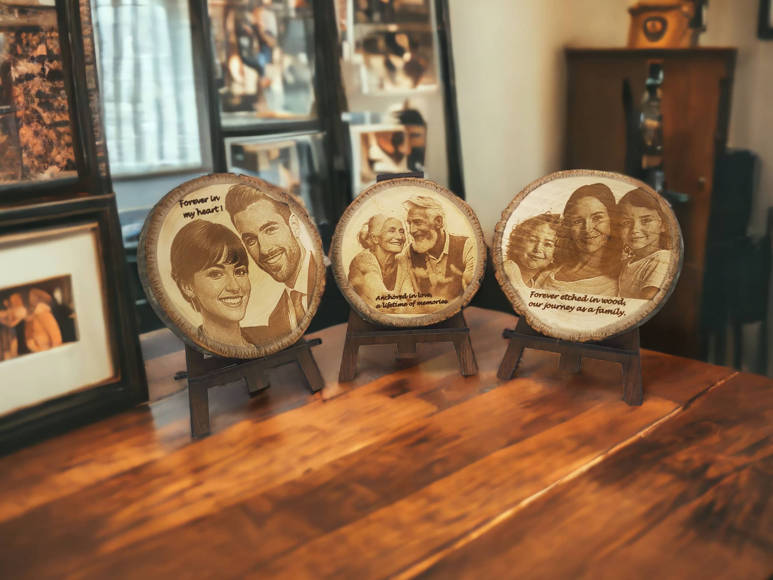  Ahşap Dilim Fotoğraf Plaket