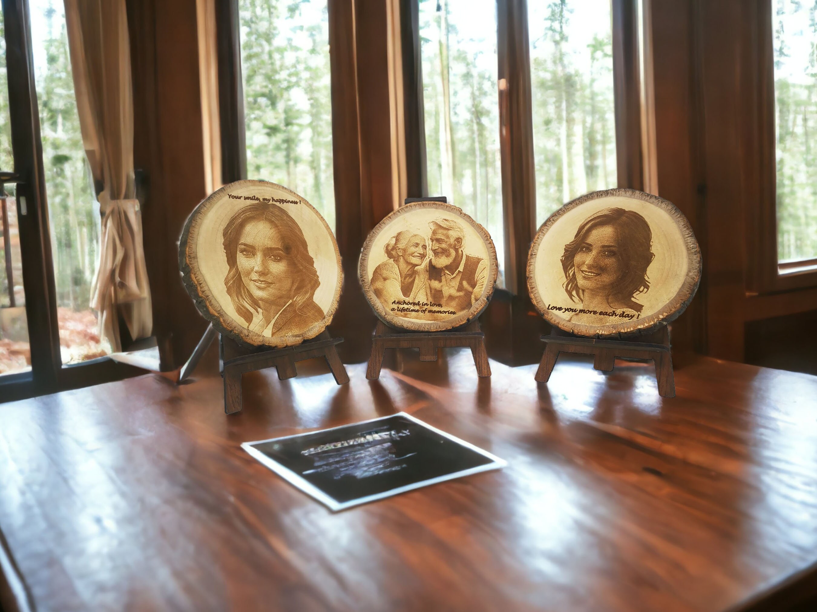 Personalized Wood Slice Photo Engraving 