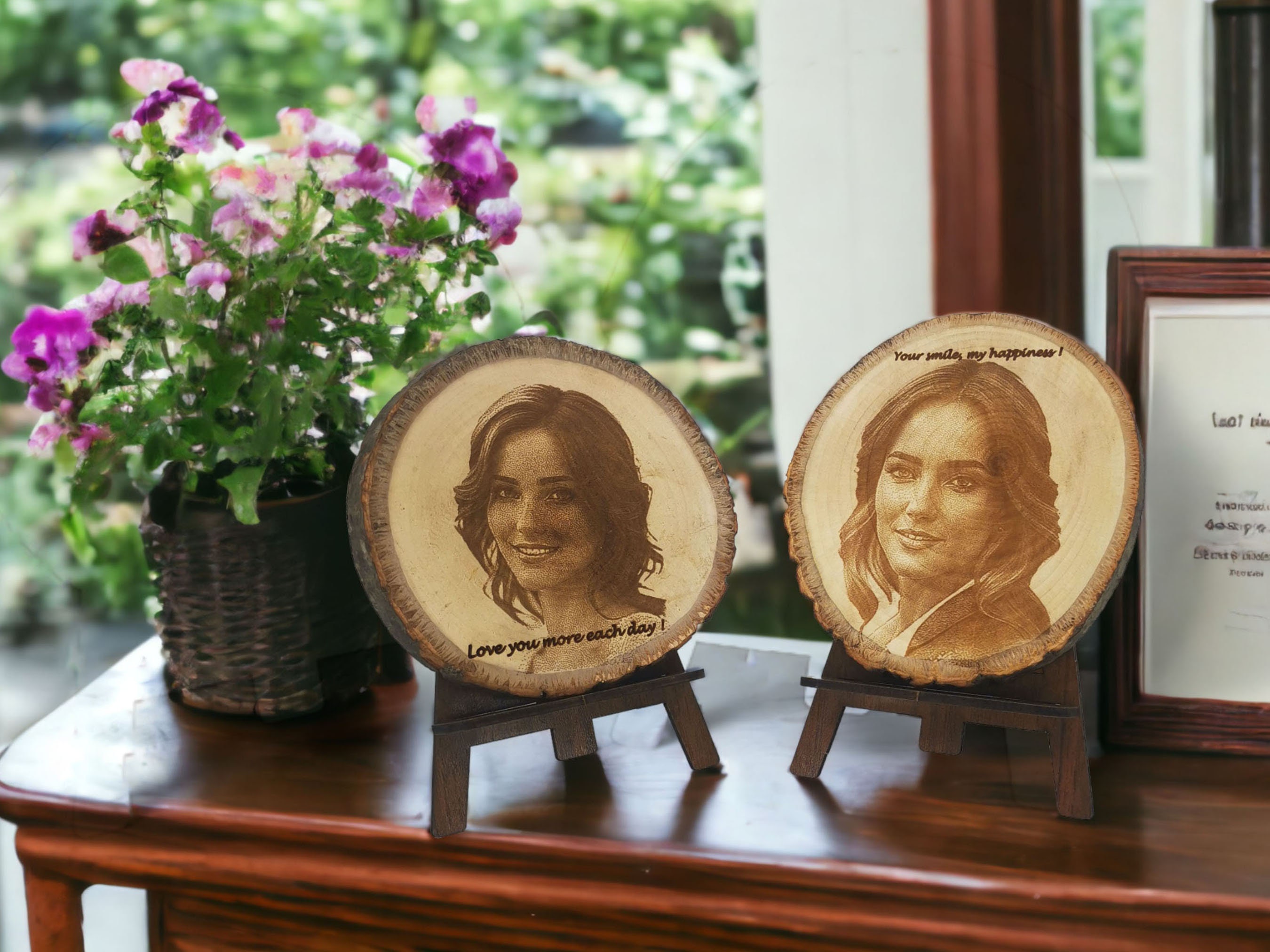 Personalized Wood Slice Photo Engraving 