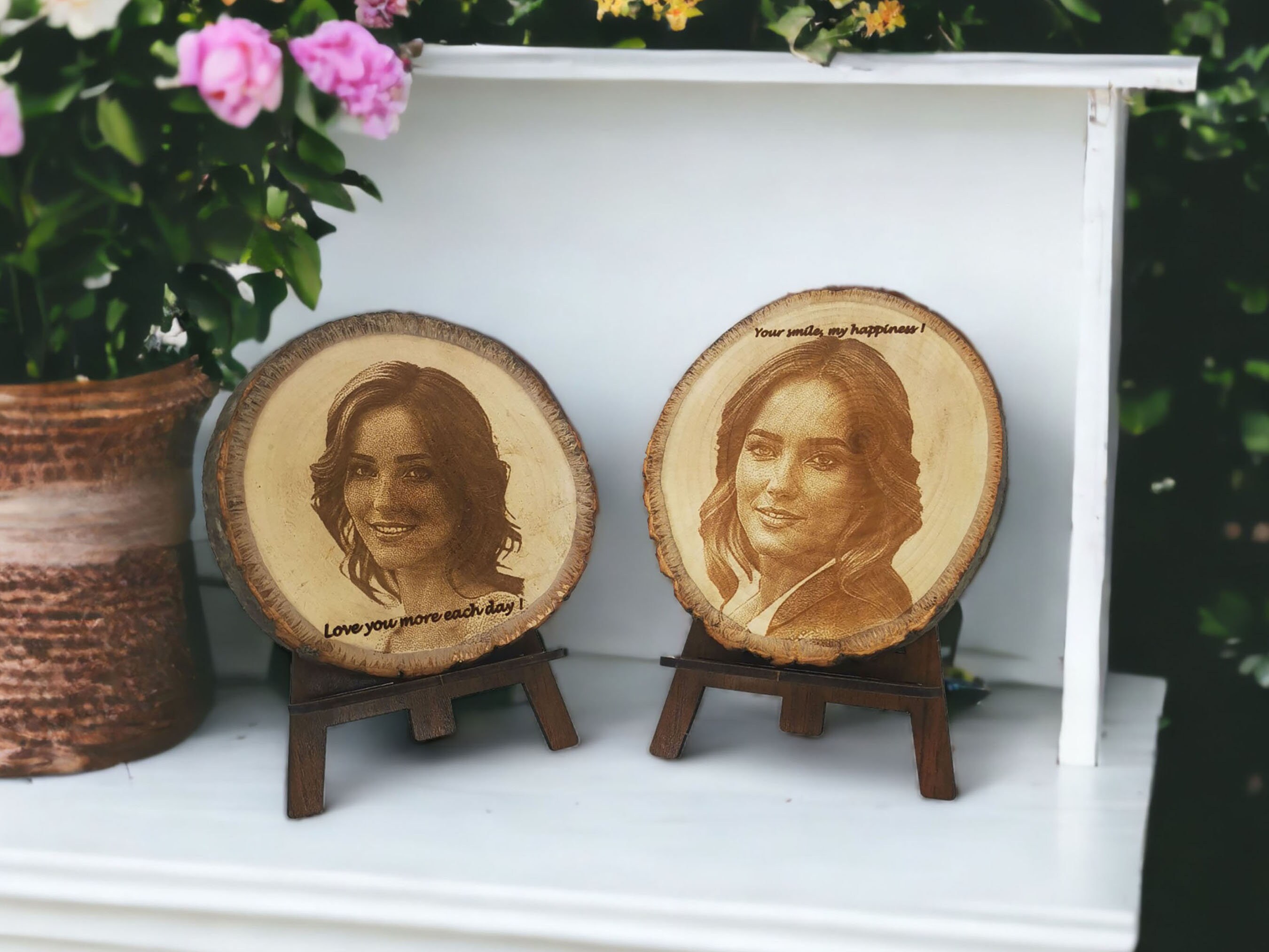 Personalized Wood Slice Photo Engraving 