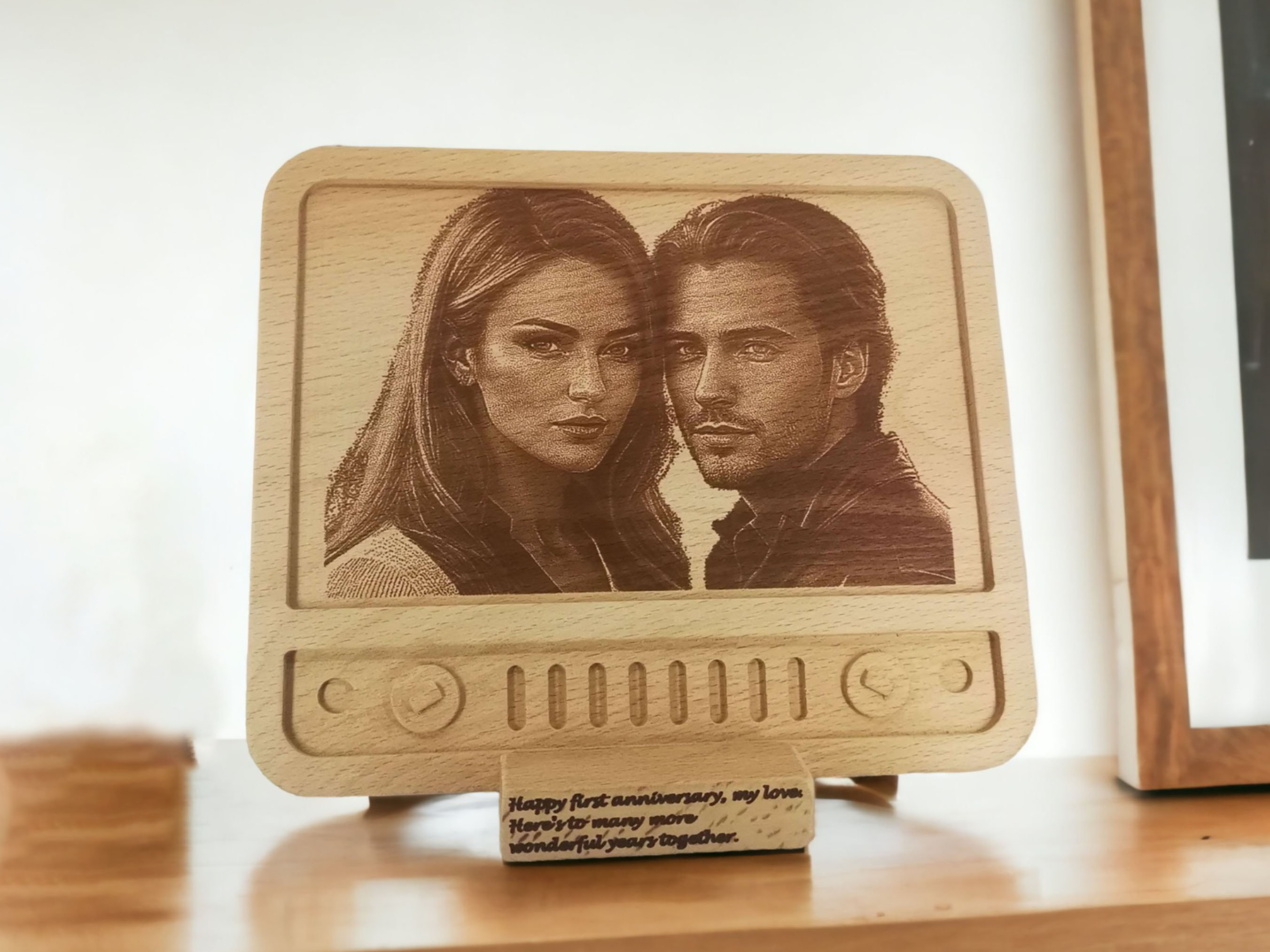 Retro Tv Tasarımlı Ahşap Fotoğraf Plaketi