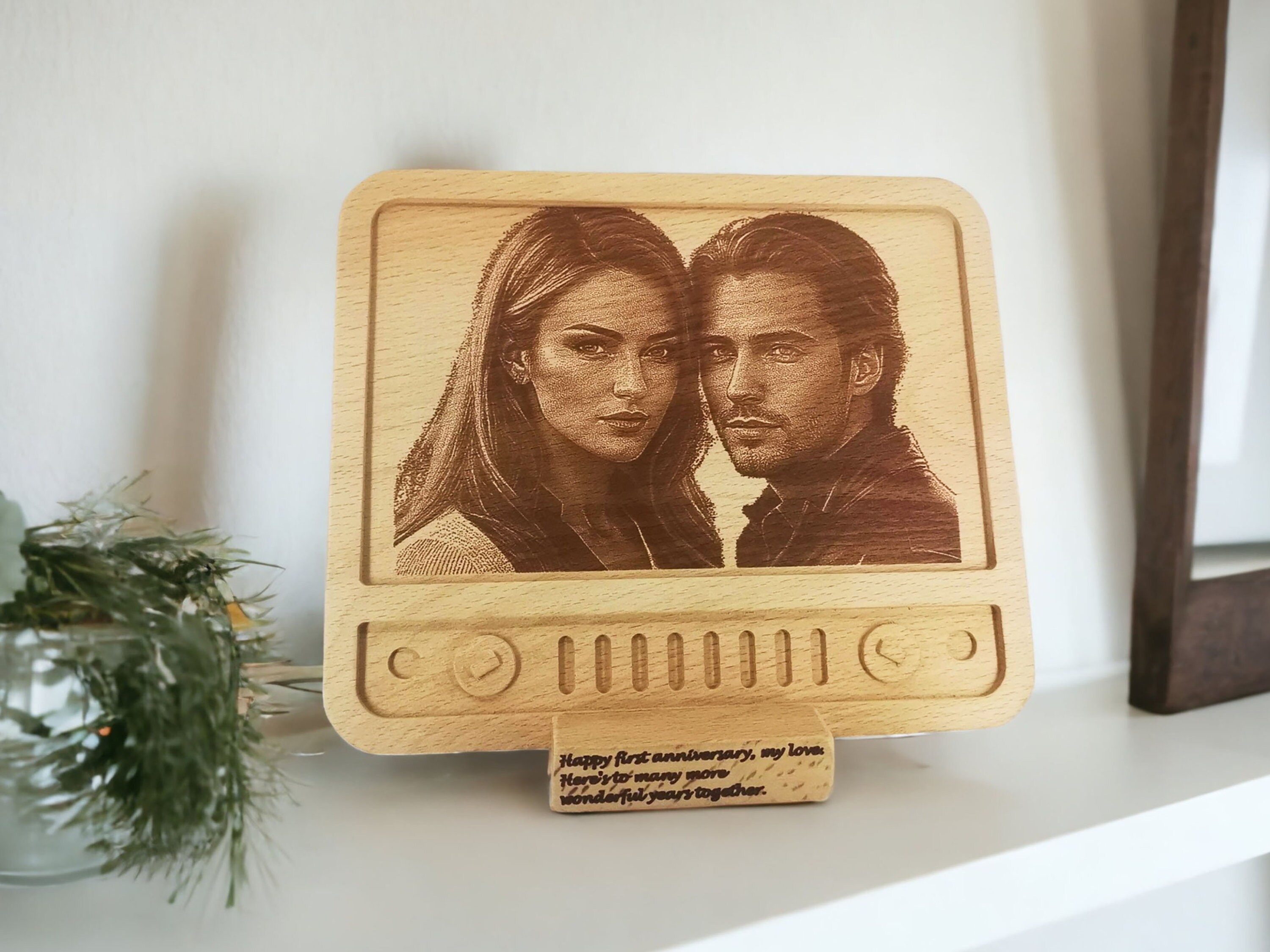 Retro Tv Tasarımlı Ahşap Fotoğraf Plaketi