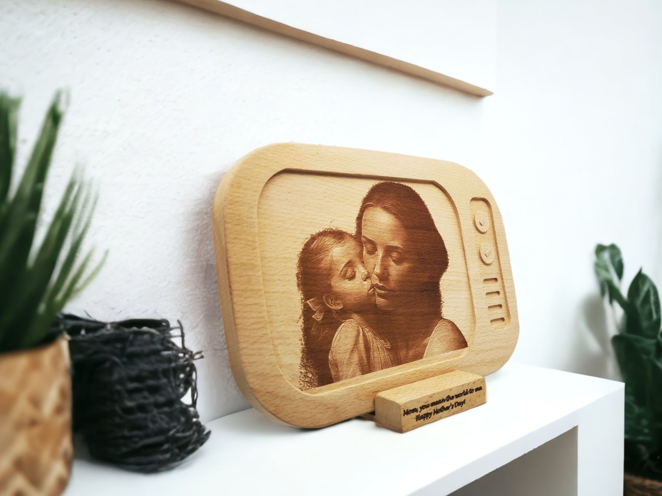 Personalized Laser Engraved Wood Photo 