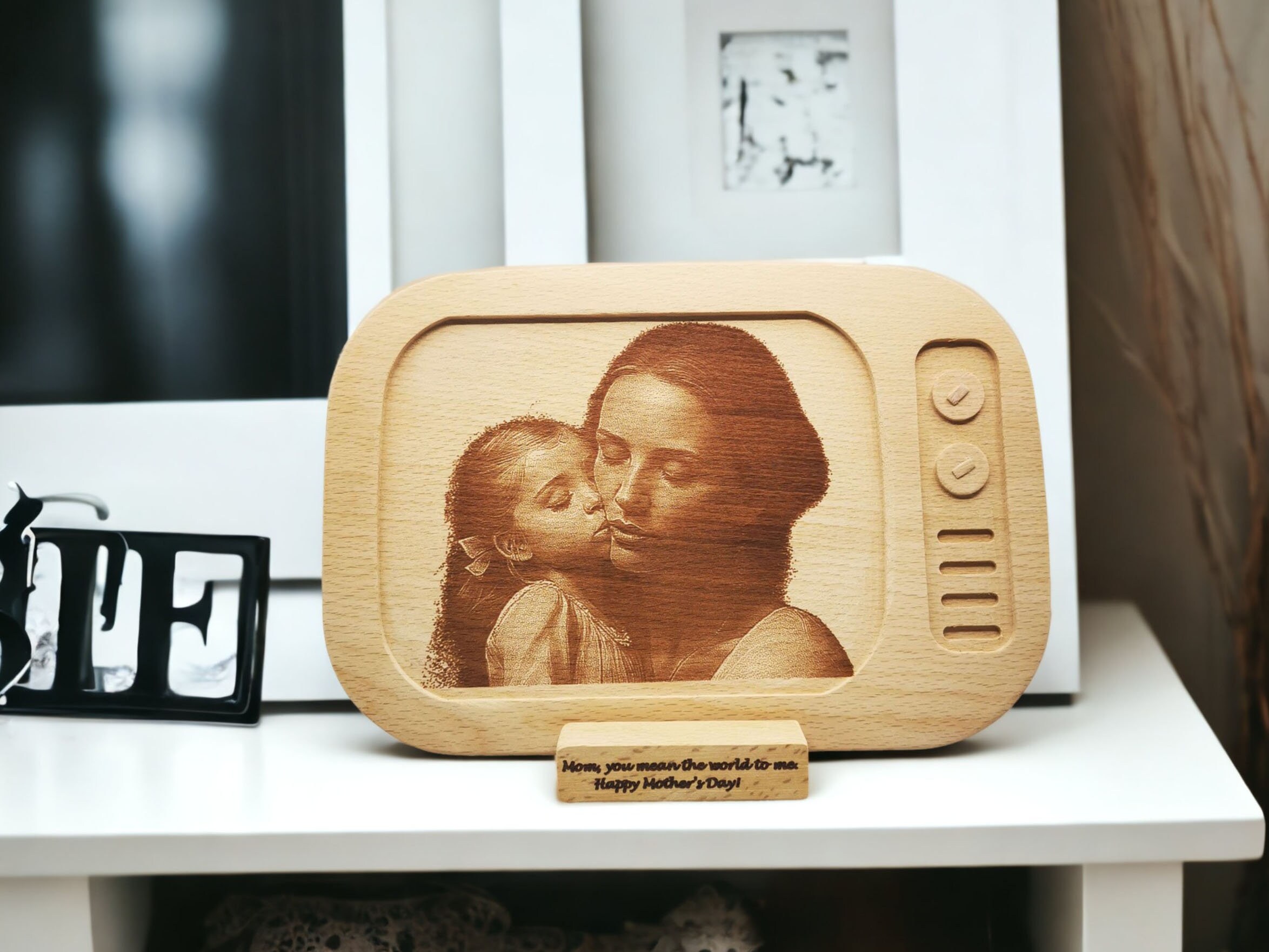 Personalized Laser Engraved Wood Photo 