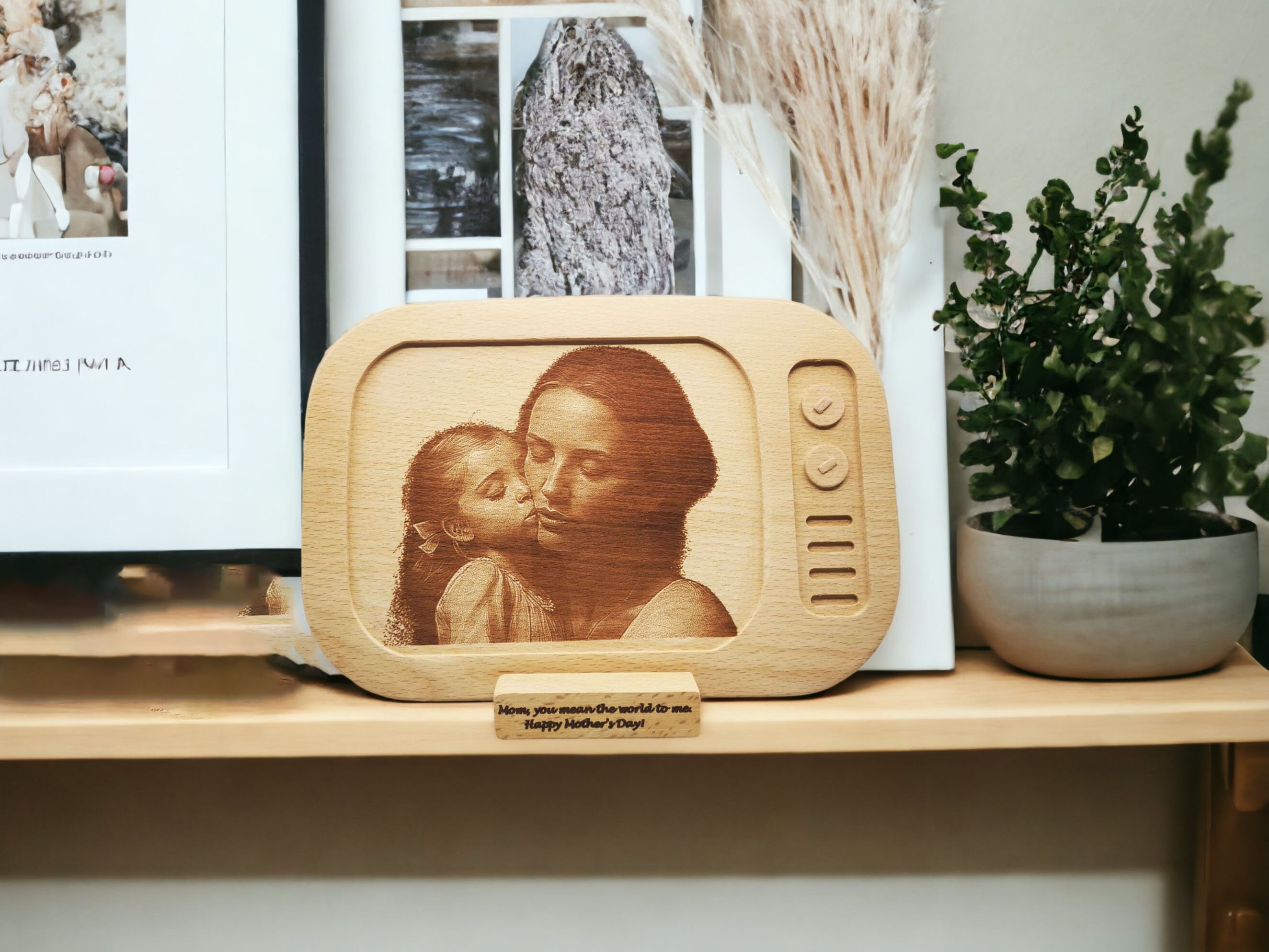 Personalized Laser Engraved Wood Photo 