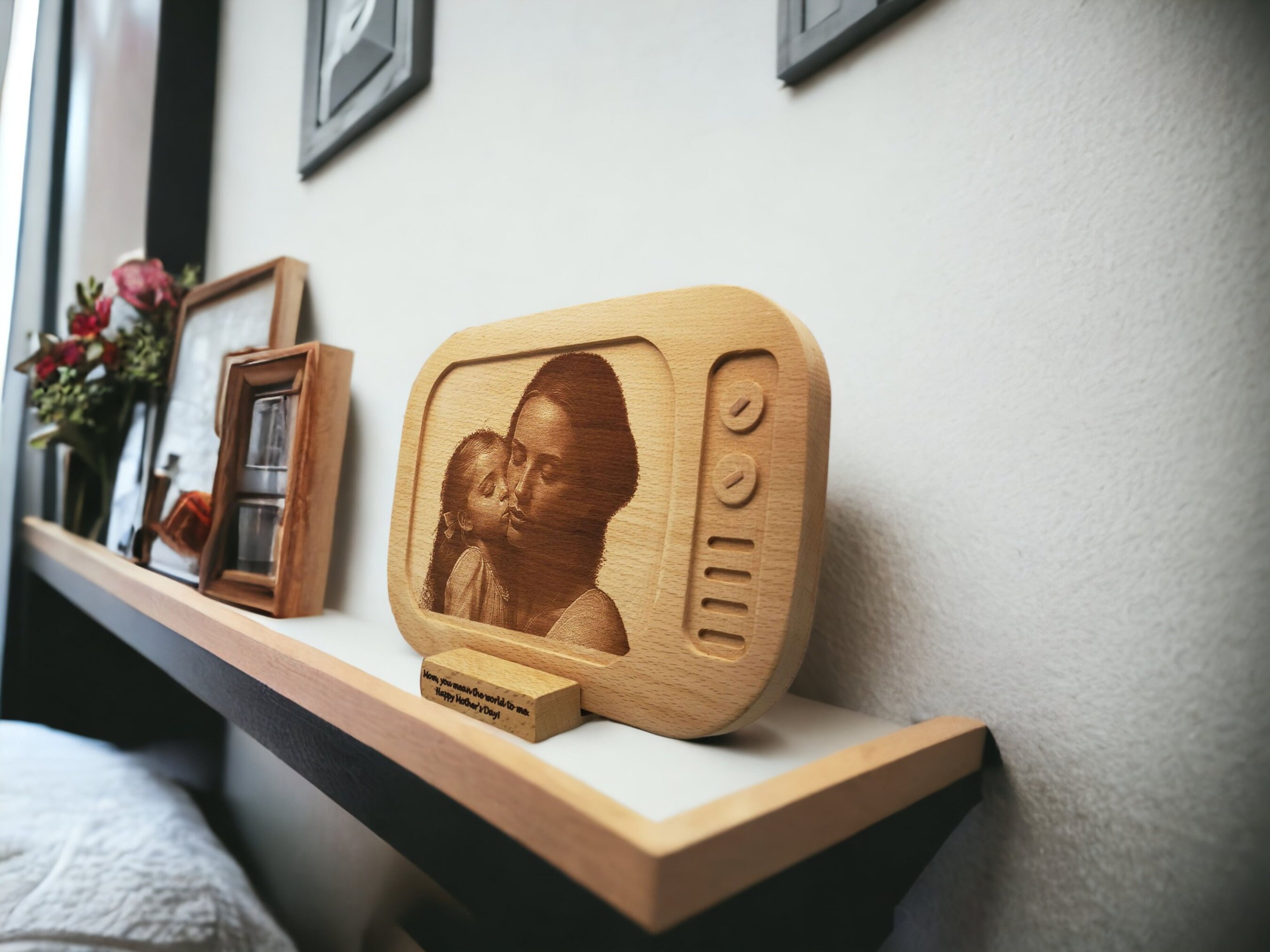 Personalized Laser Engraved Wood Photo 