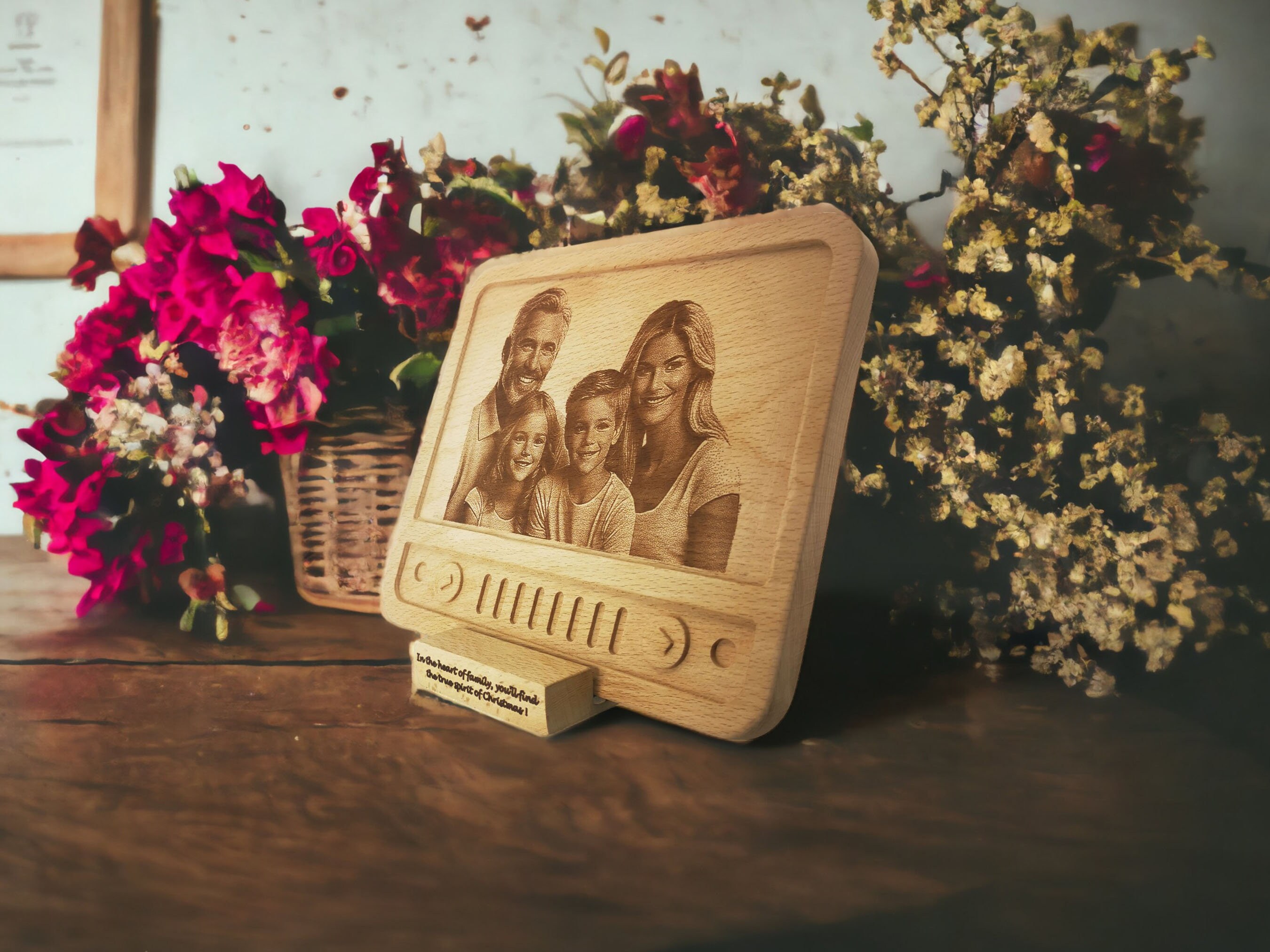 Retro TV Temalı Ahşap Fotoğraf Plaketi