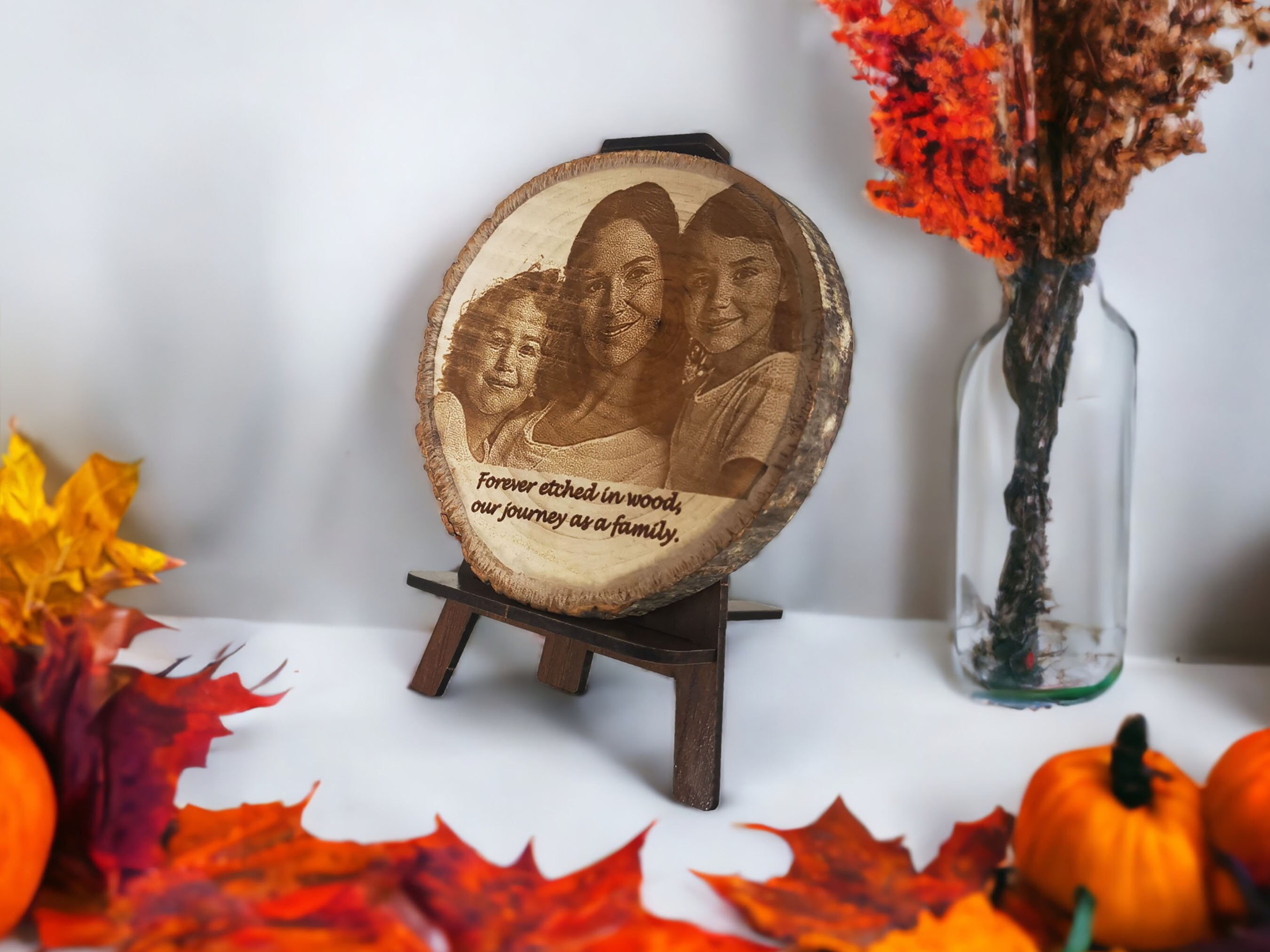  Ahşap Dilim Fotoğraf Plaket