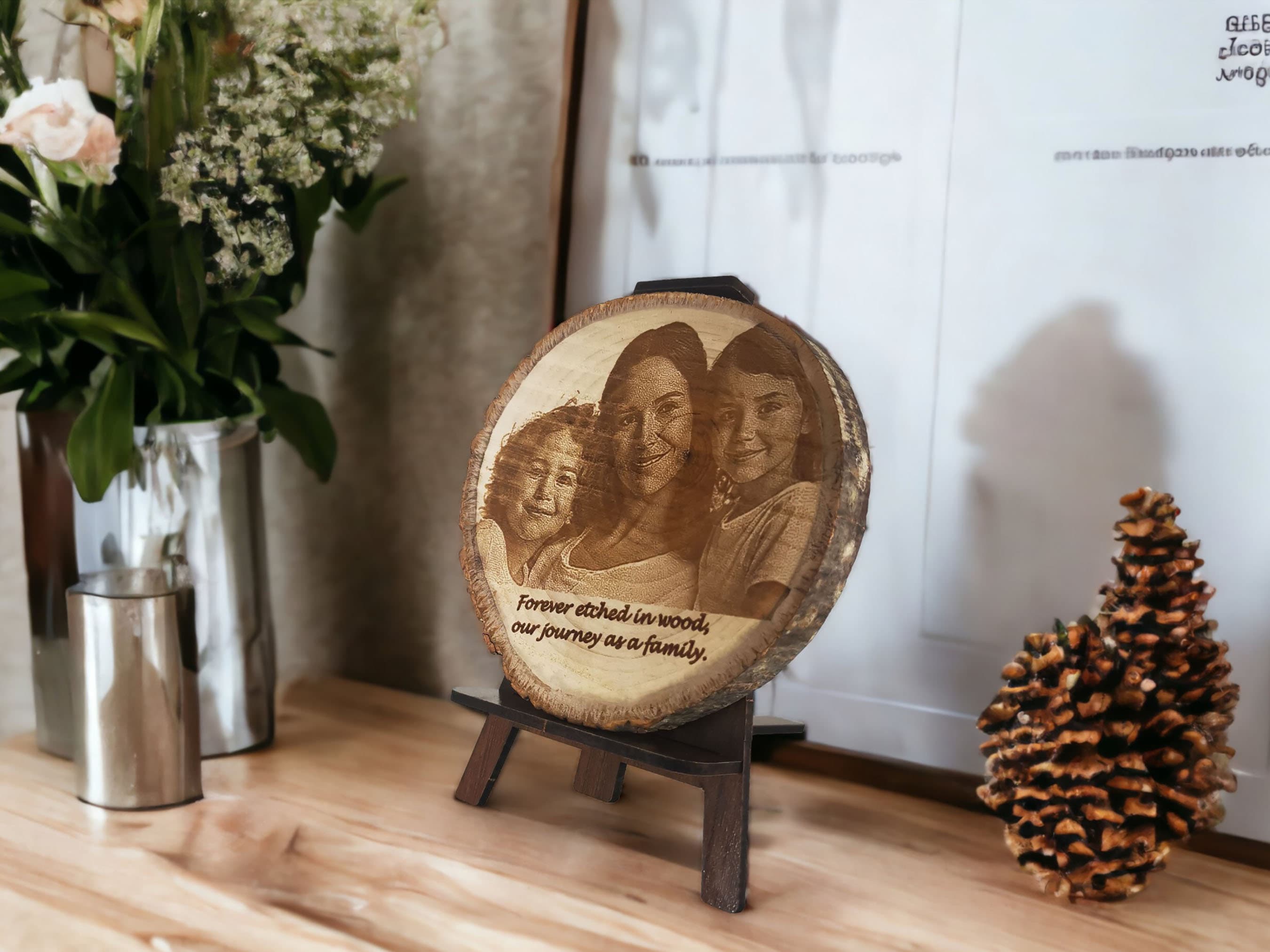  Ahşap Dilim Fotoğraf Plaket