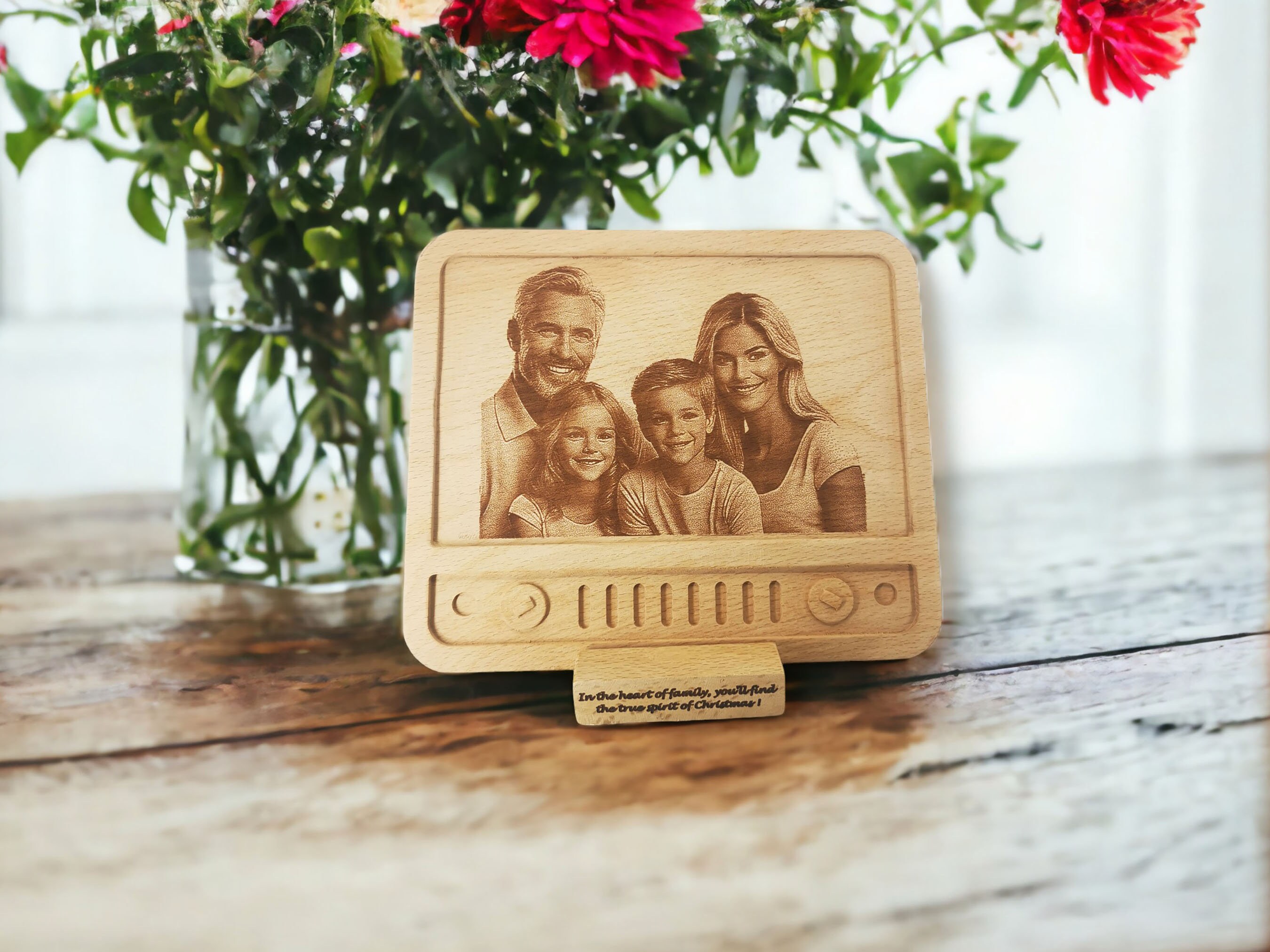Retro TV Temalı Ahşap Fotoğraf Plaketi