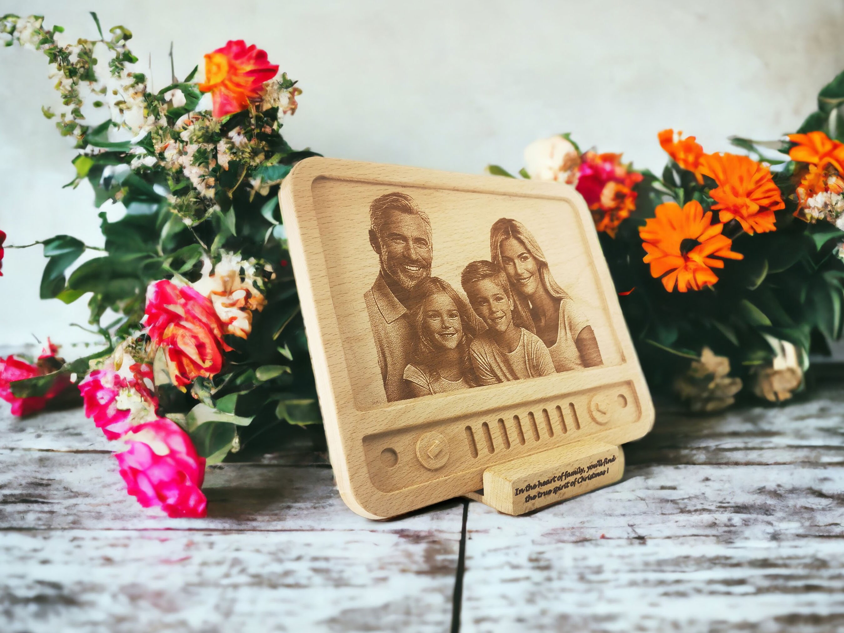 Retro TV Temalı Ahşap Fotoğraf Plaketi