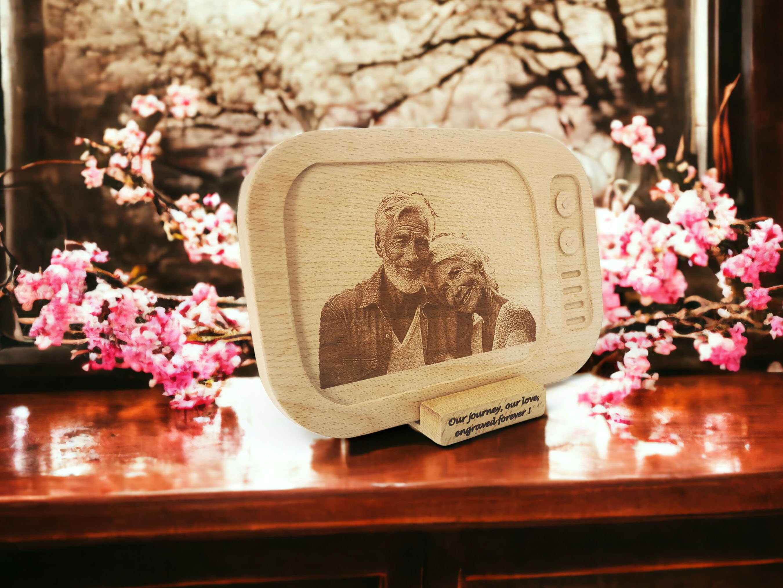 Tv Görünümlü Ahşap Fotoğraf Tuvali 