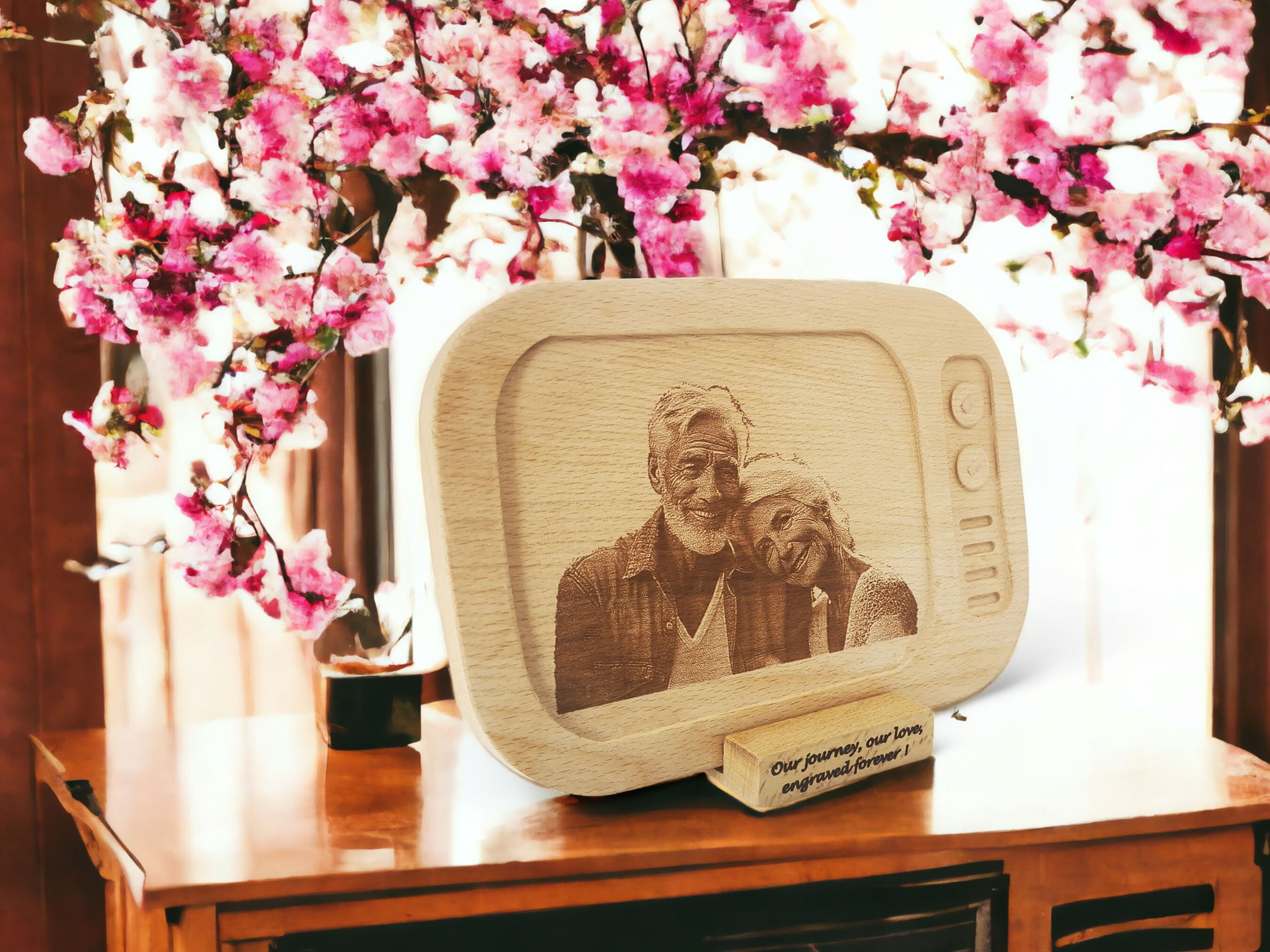 Tv Görünümlü Ahşap Fotoğraf Tuvali 