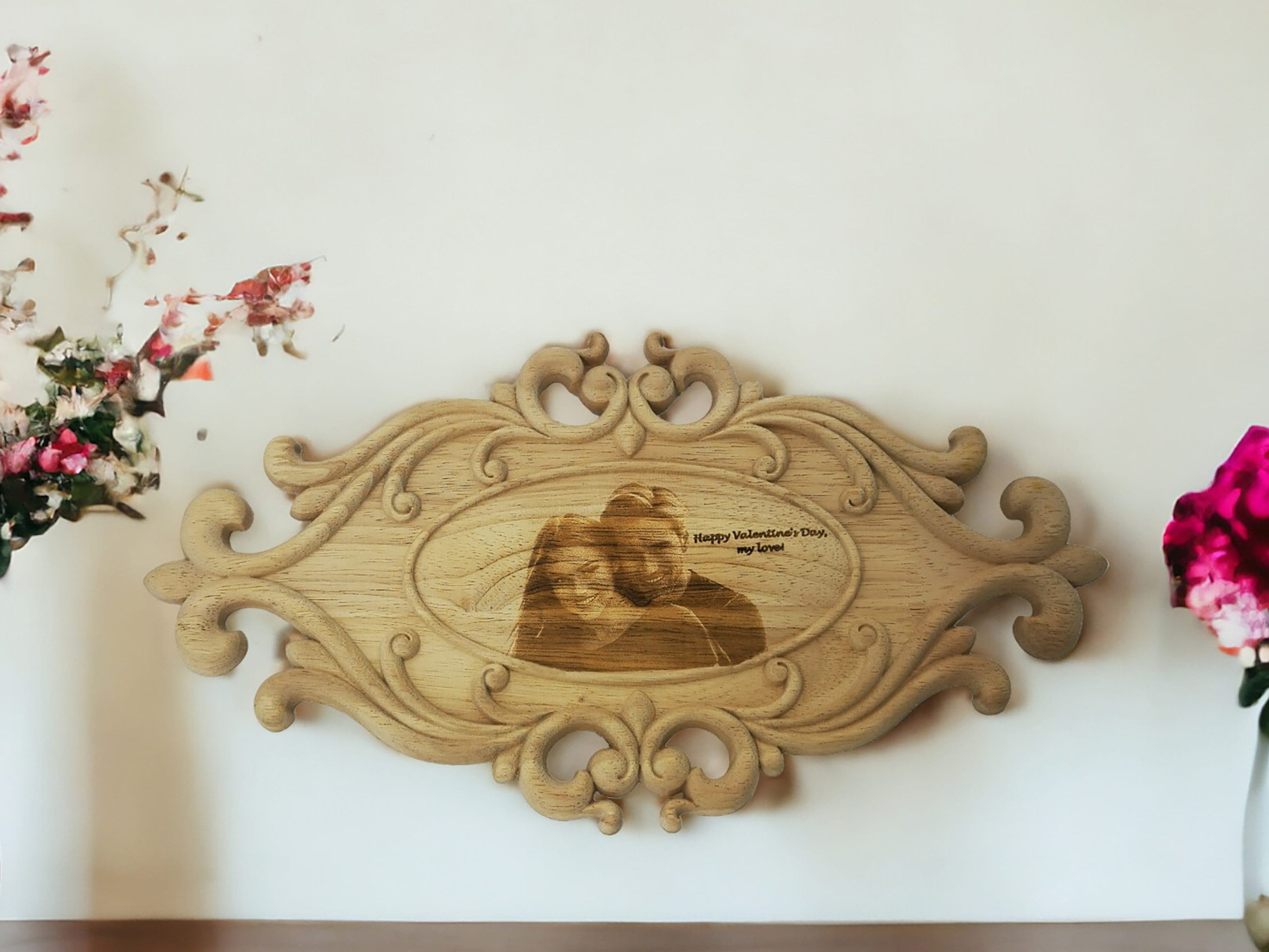 Valentine’s Day Wooden Photo Etching