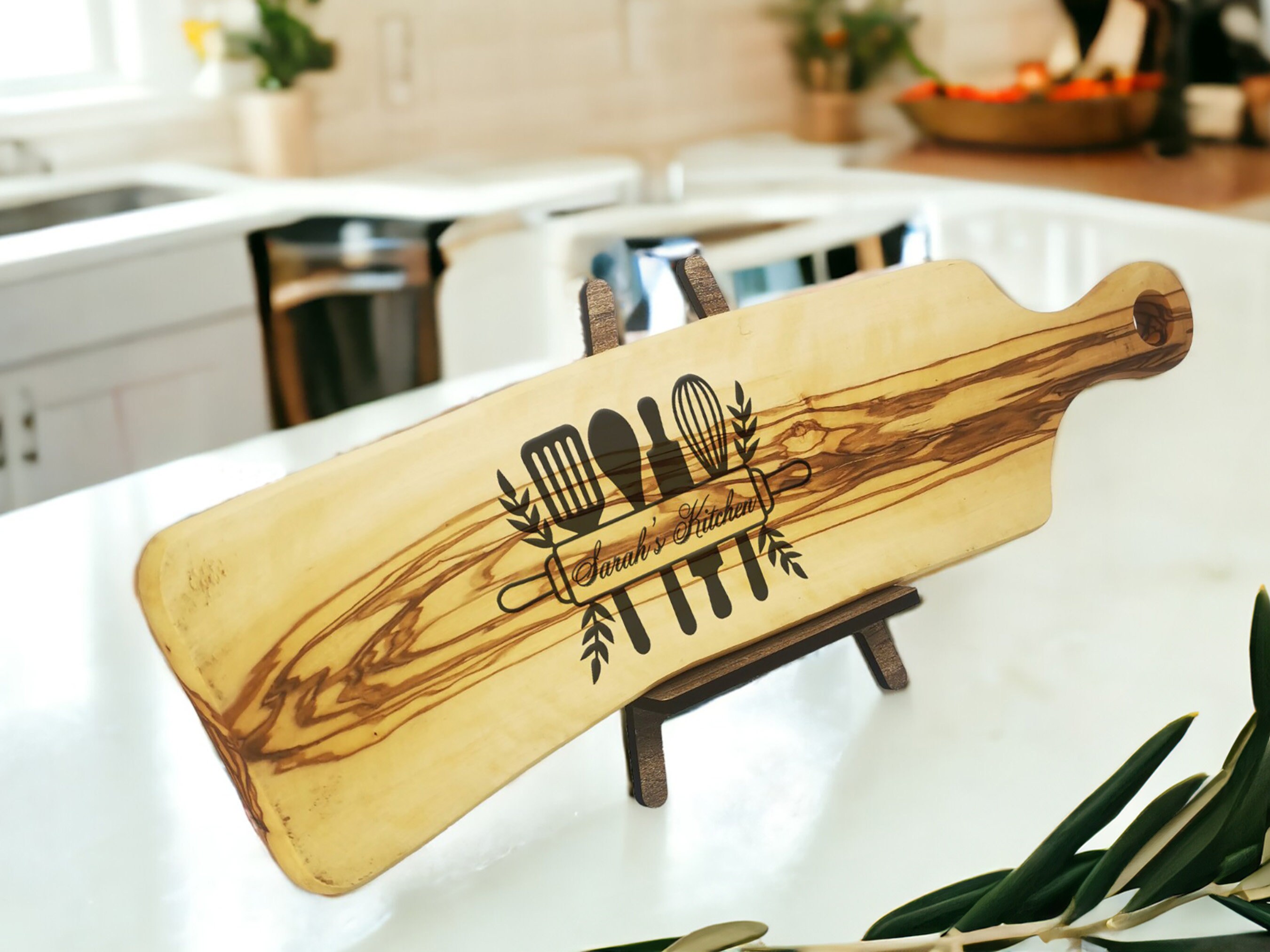 Customized Engraved Olive Wood Cheese Board