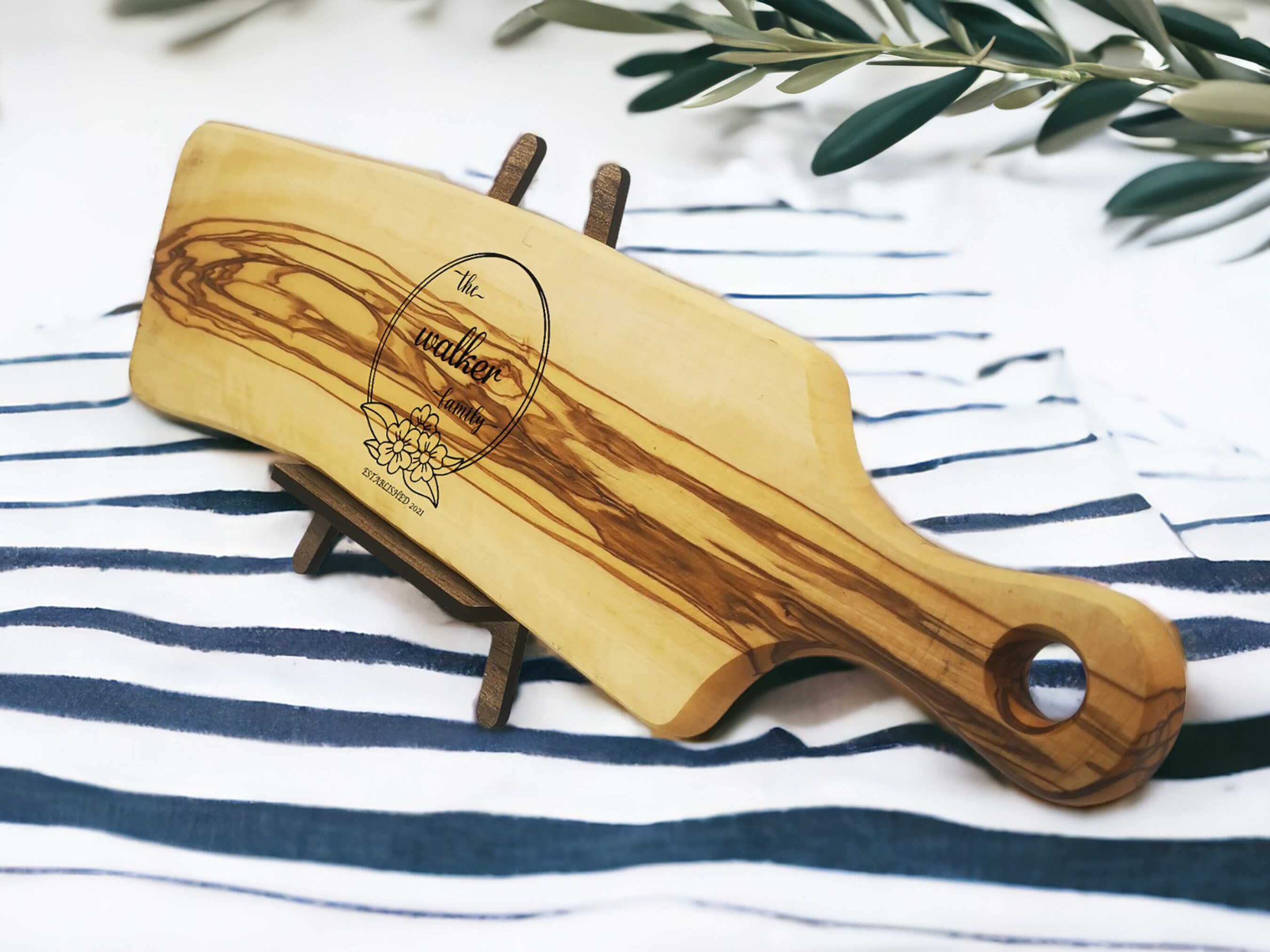 Customized Engraved Olive Wood Cheese Board
