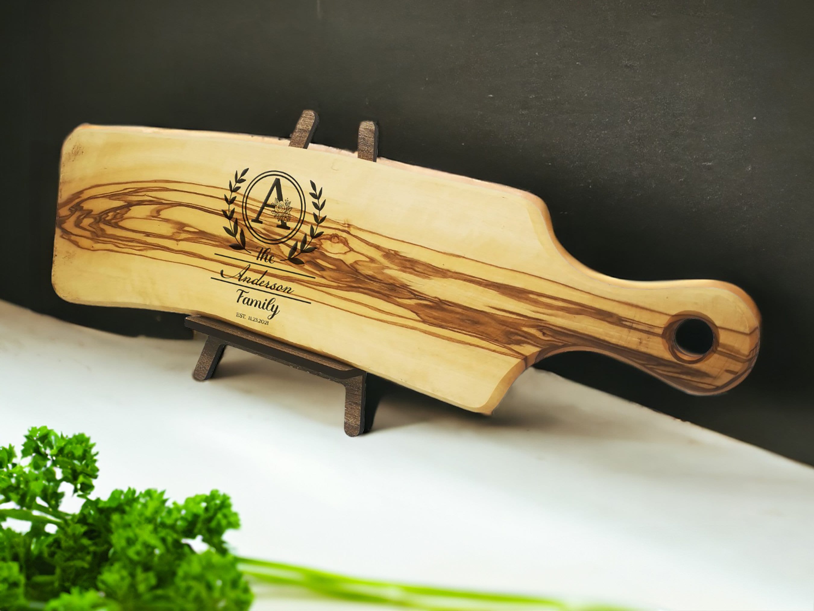 Customized Engraved Olive Wood Cheese Board