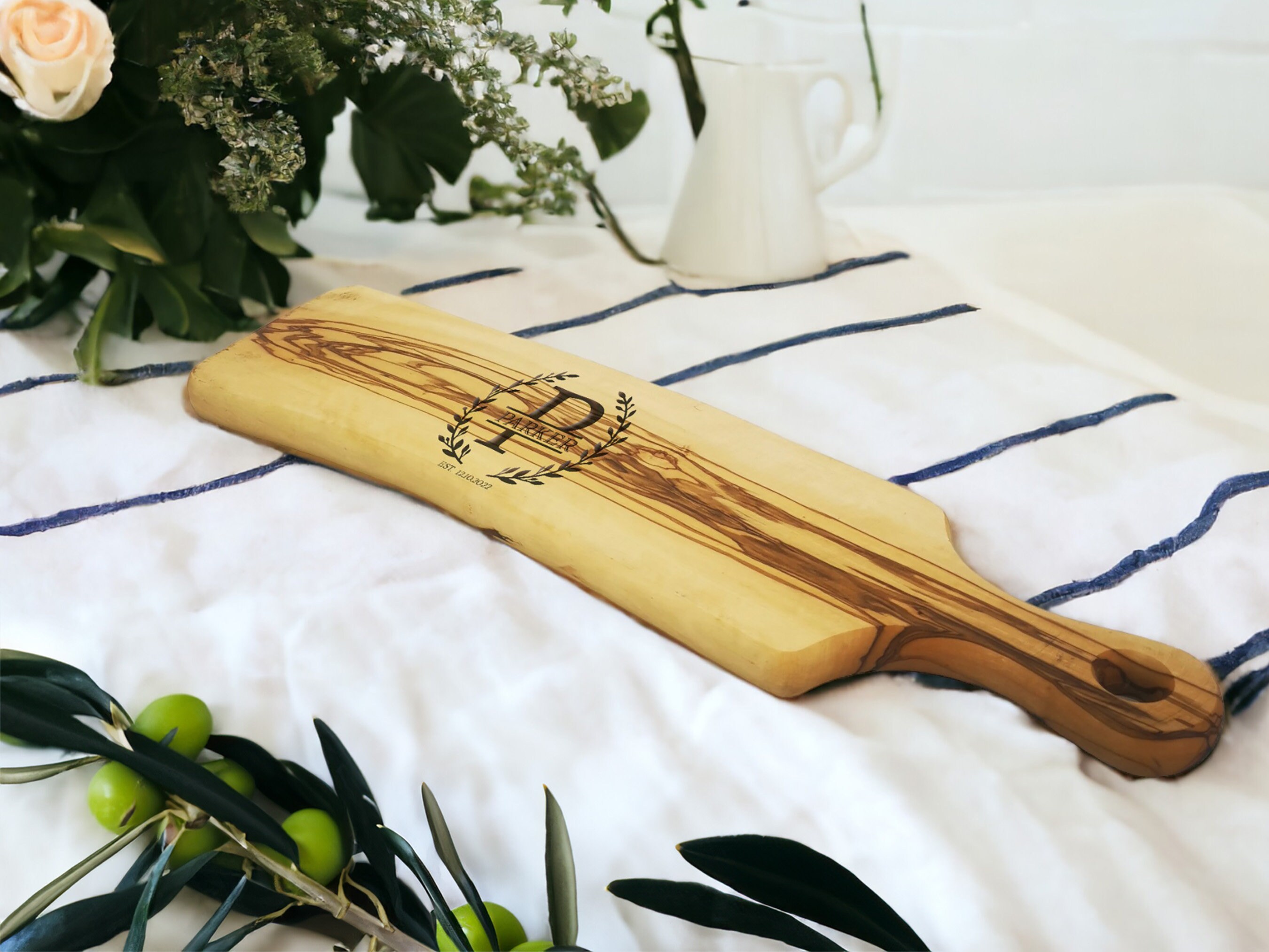 Customized Engraved Olive Wood Cheese Board