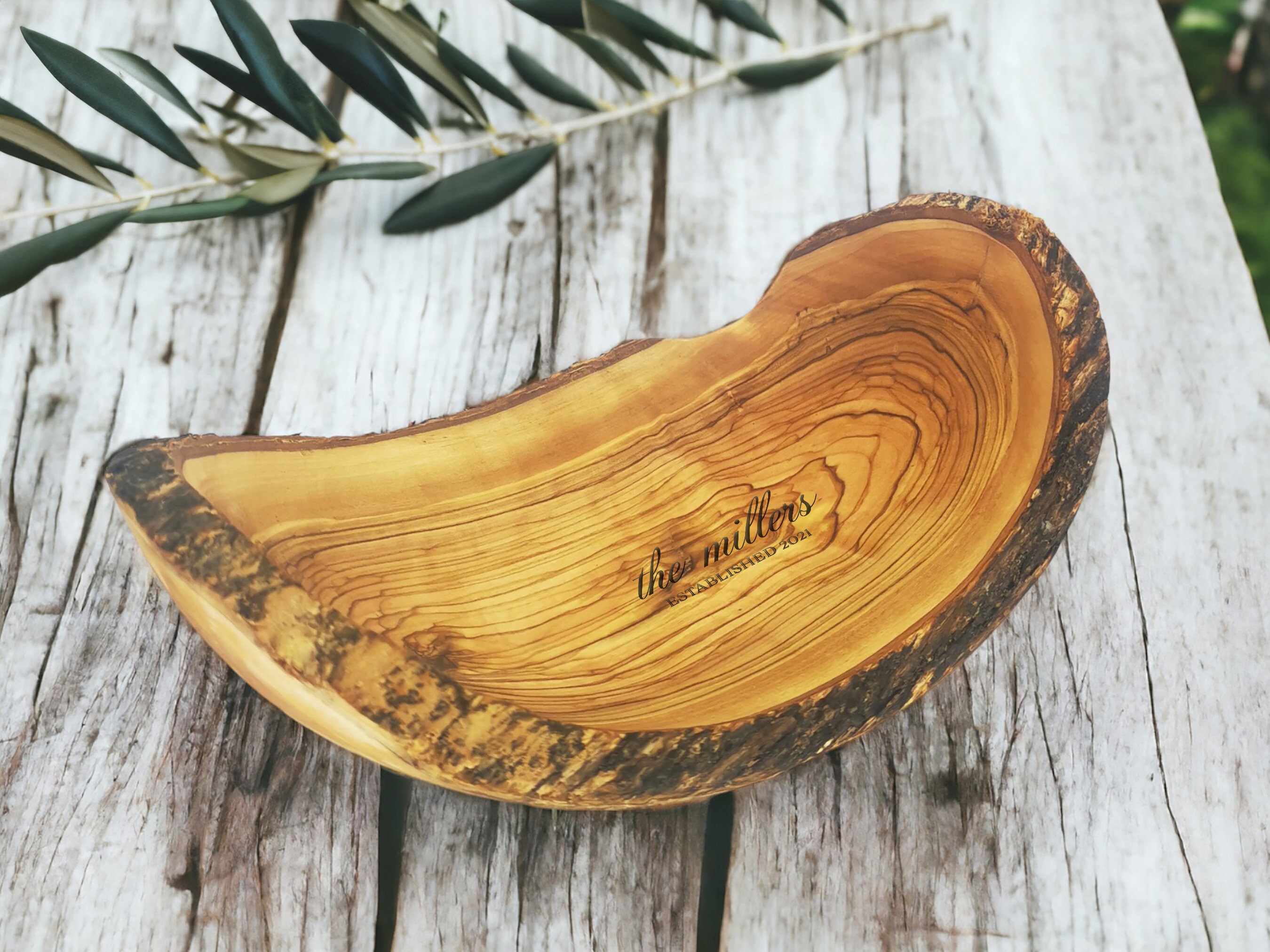 Personalized Olive Wood Bowl  