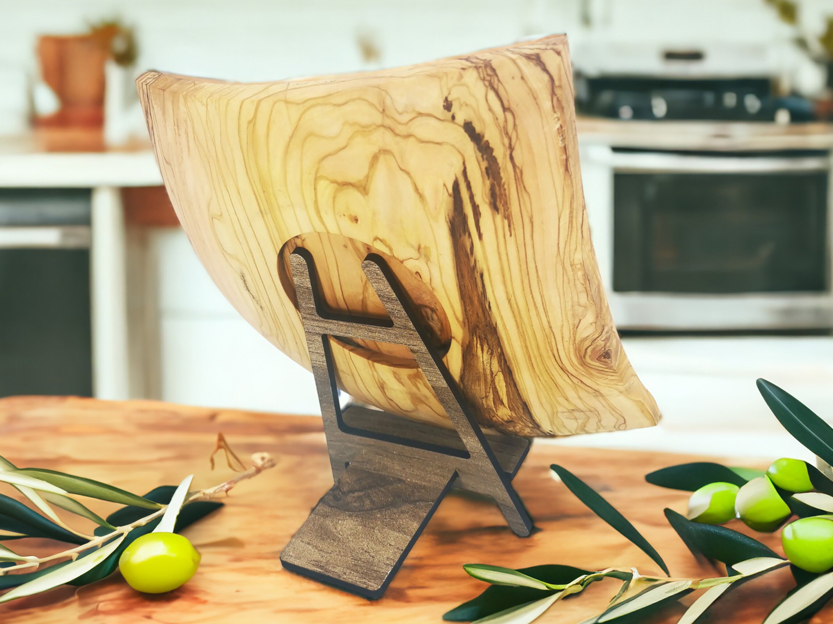 Personalized Hand Carved Olive Wood Square Plates 