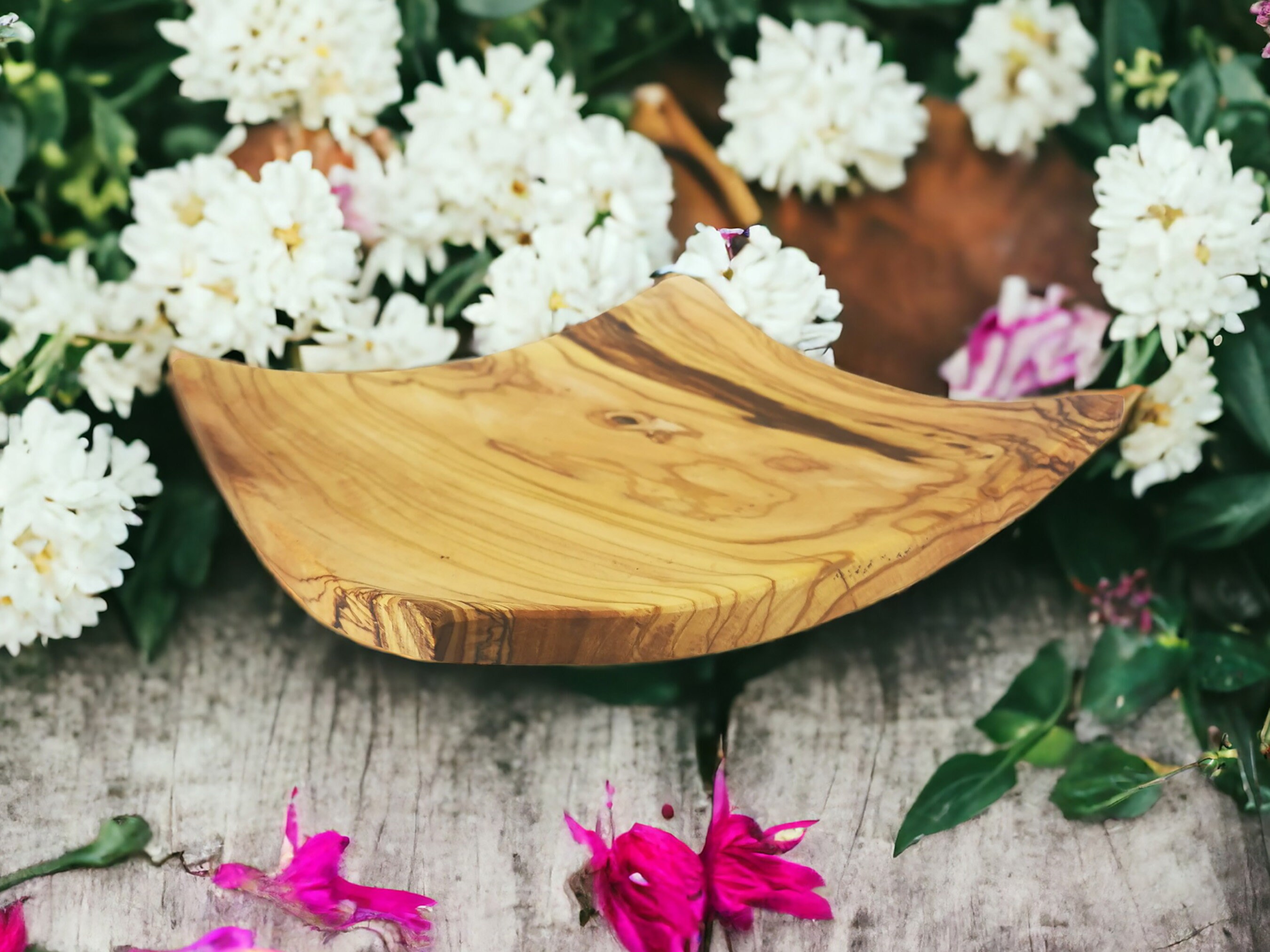 Personalized Hand Carved Olive Wood Square Plates 