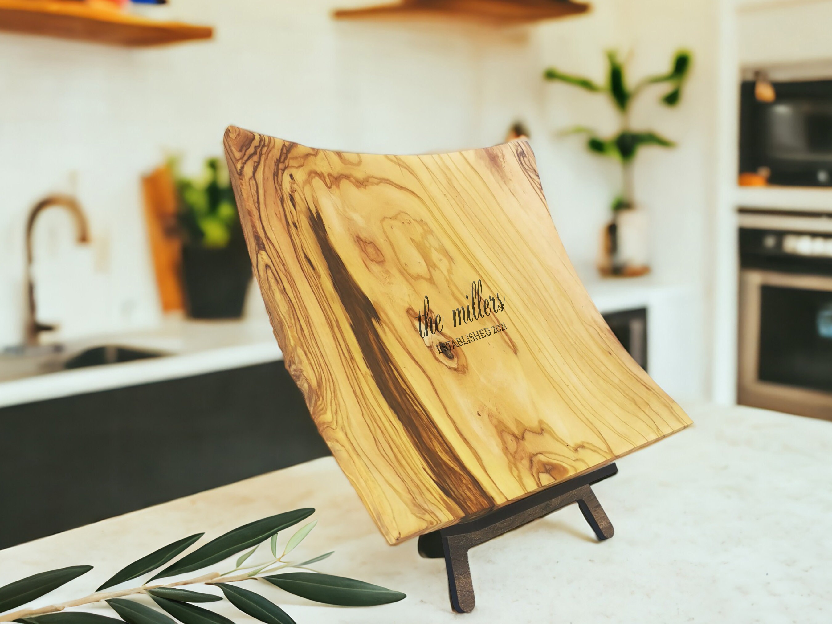 Personalized Hand Carved Olive Wood Square Plates 