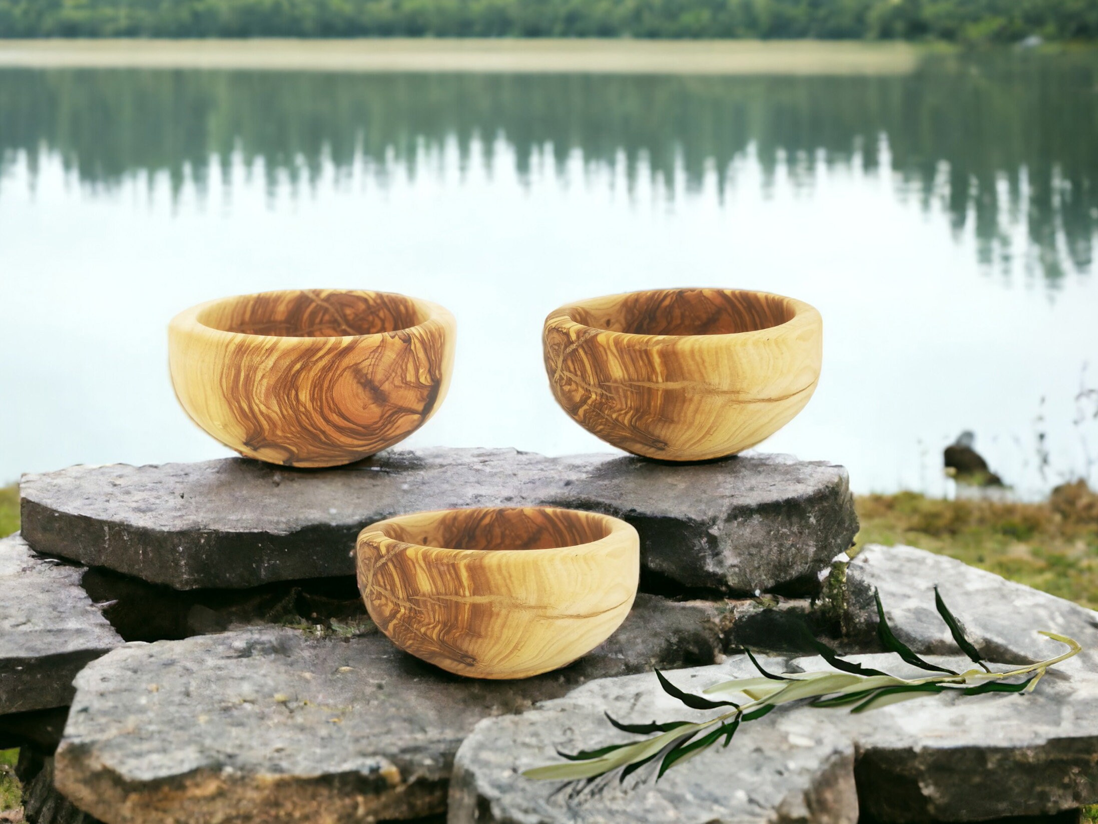 Personalized Olive Wood Snack Cereal Bowl 