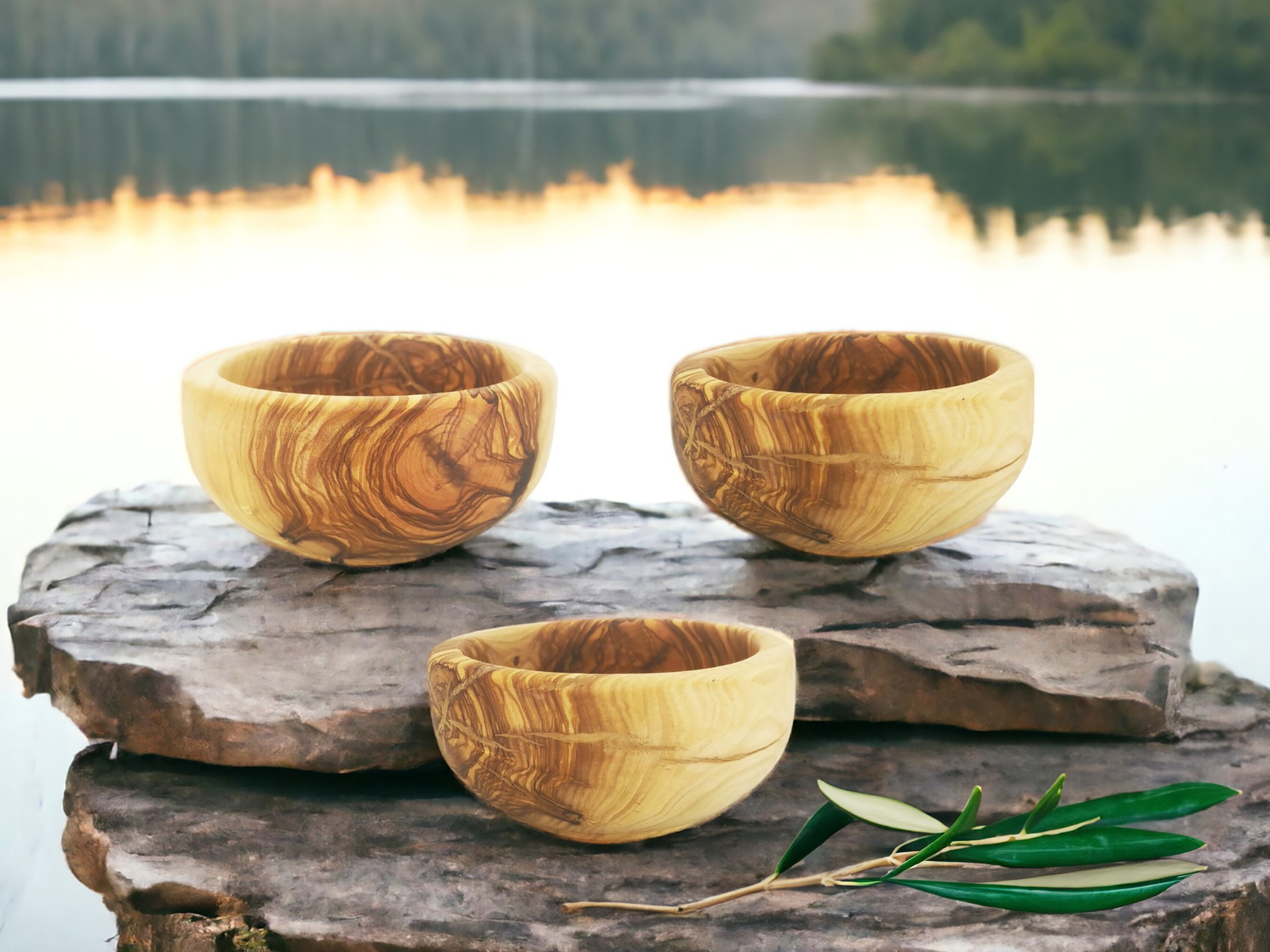 Personalized Olive Wood Snack Cereal Bowl 
