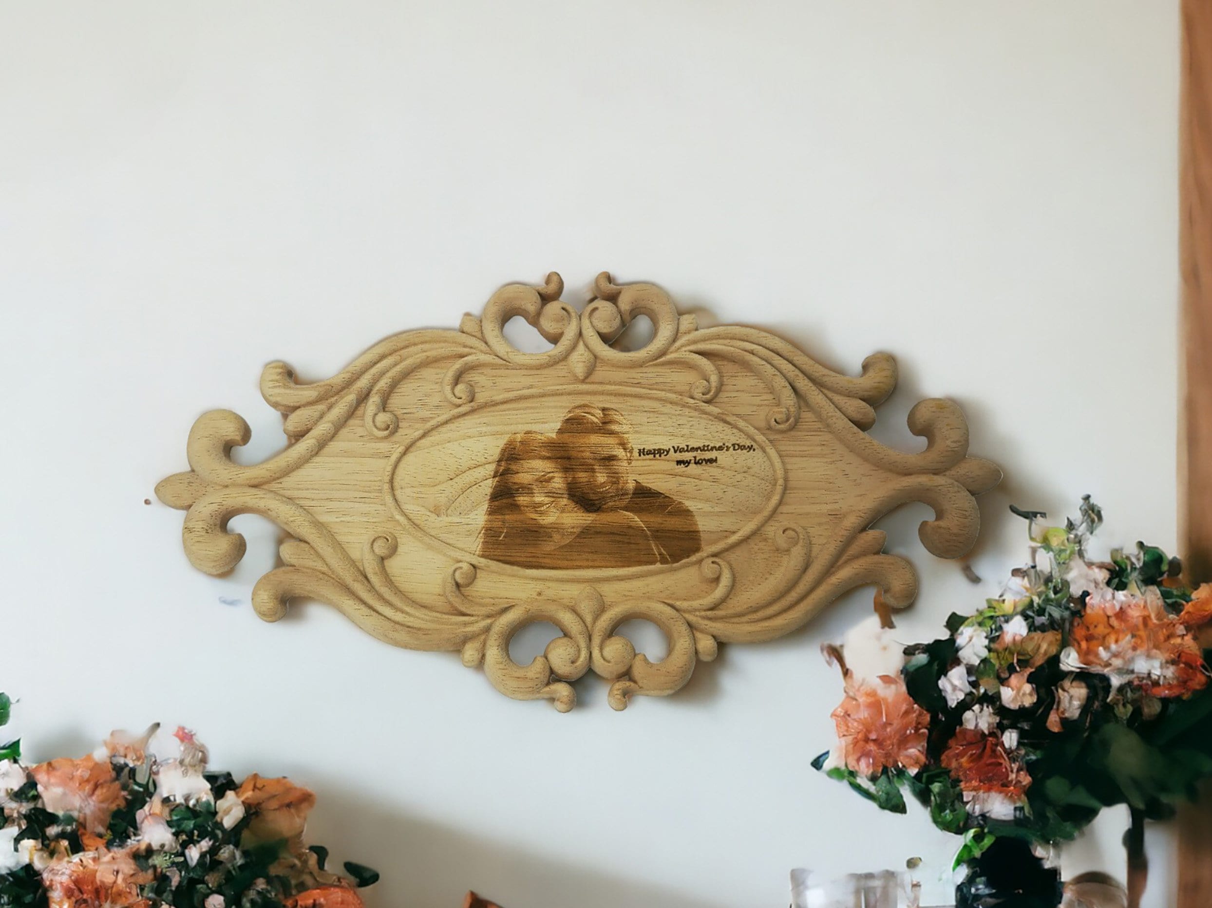 Valentine’s Day Wooden Photo Etching