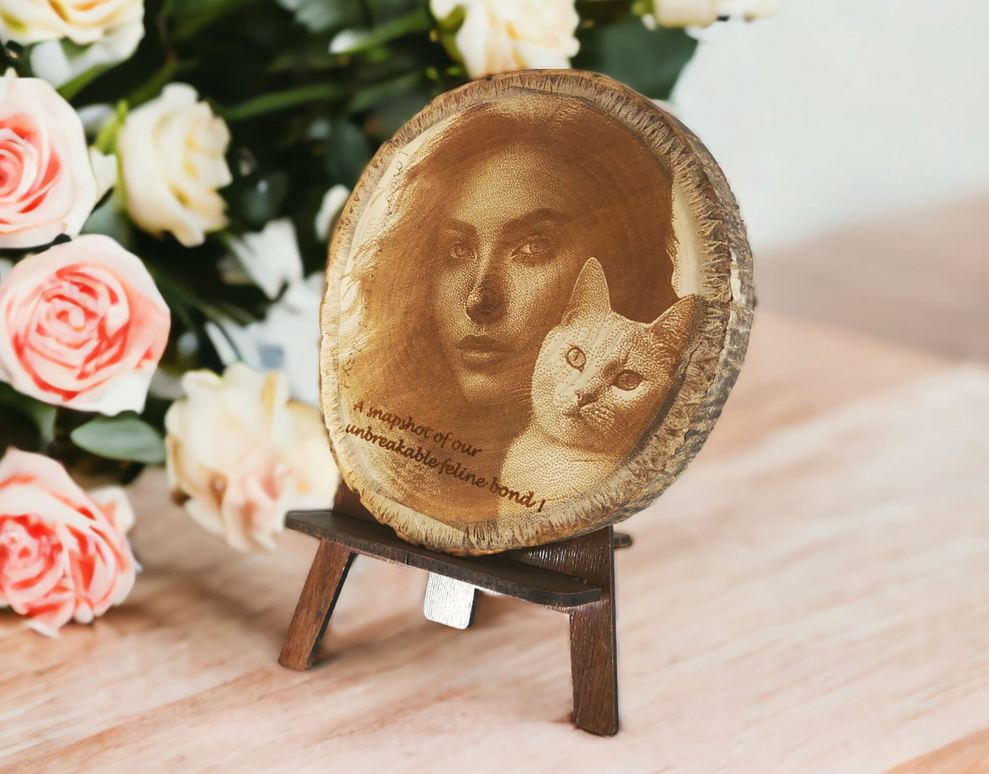 Personalized Engraved Wooden Photo Slice 