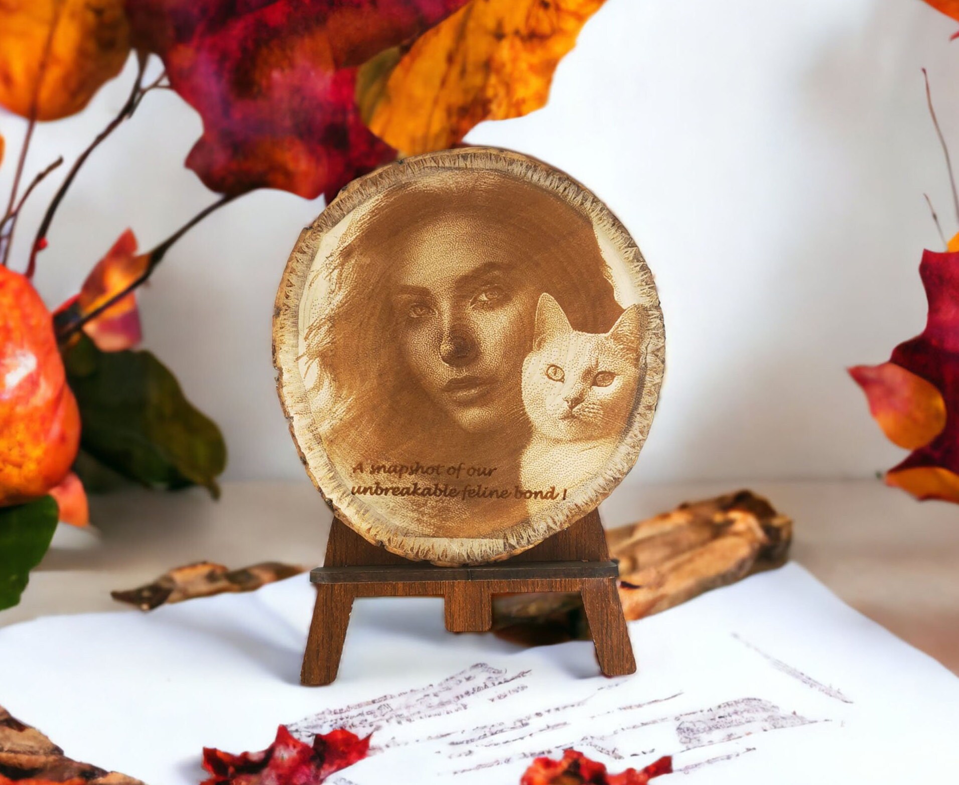 Personalized Engraved Wooden Photo Slice 