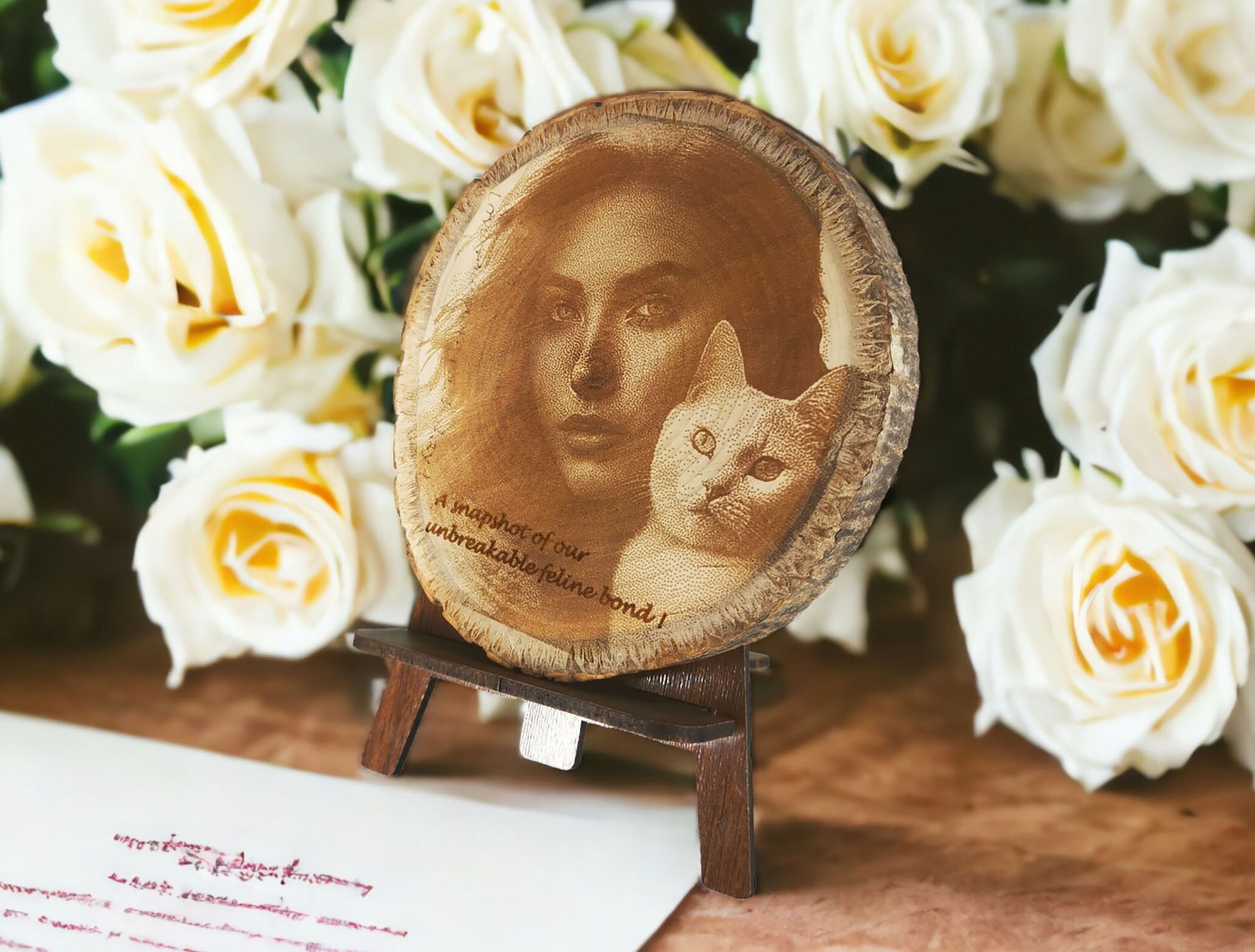 Personalized Engraved Wooden Photo Slice 
