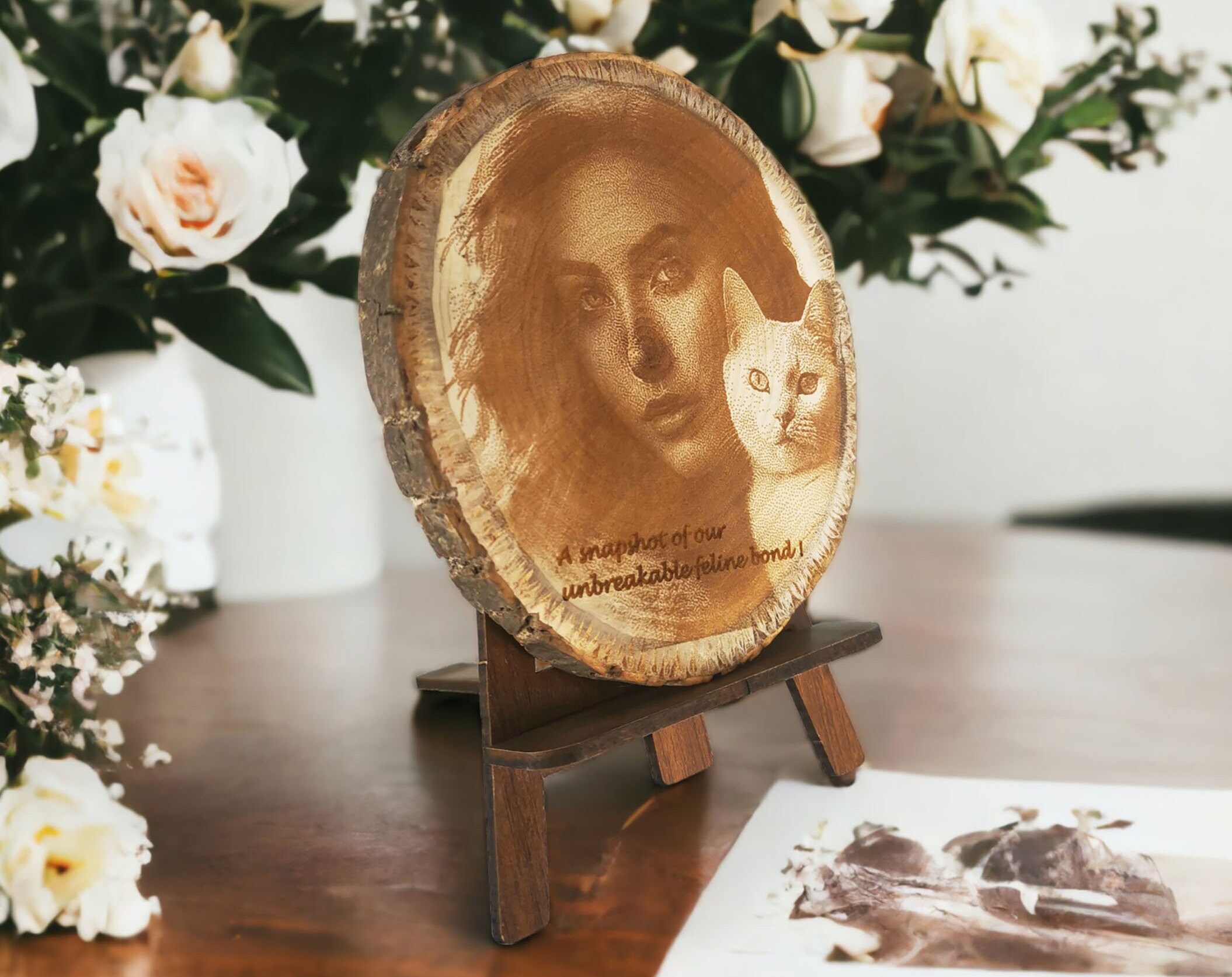 Personalized Engraved Wooden Photo Slice 
