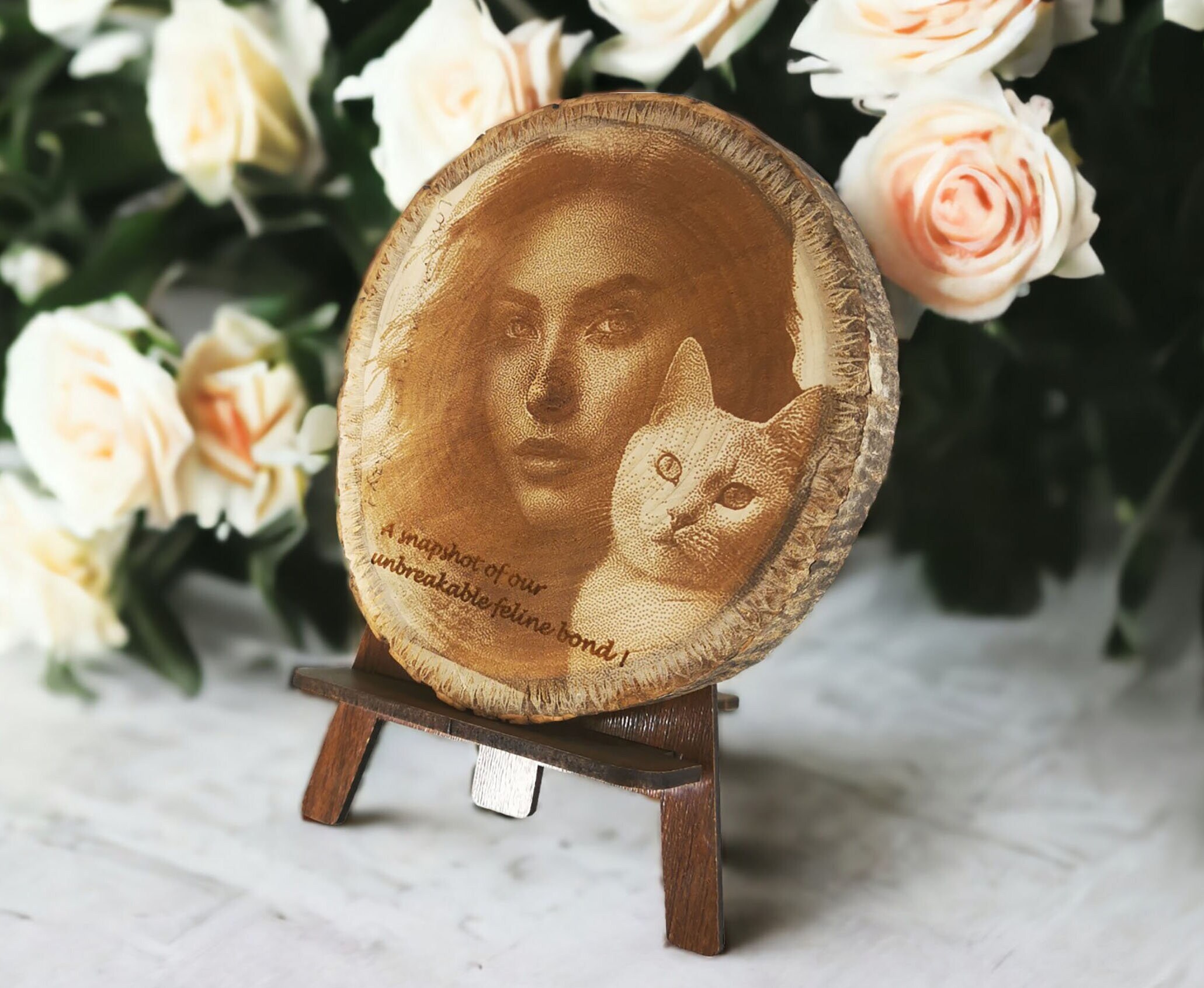 Personalized Engraved Wooden Photo Slice 