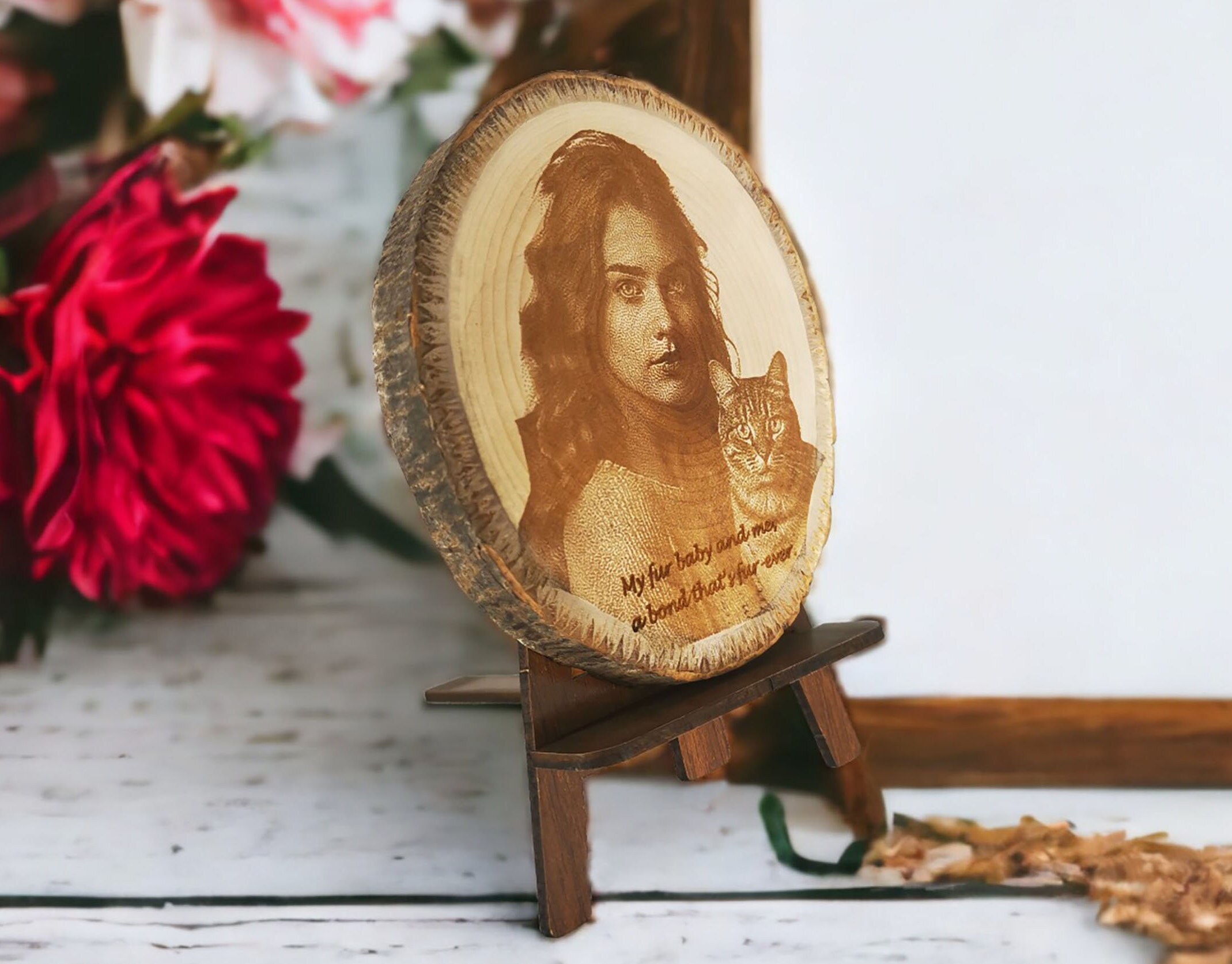 Ahşap Dilim Kütük Fotoğraf Kazıması