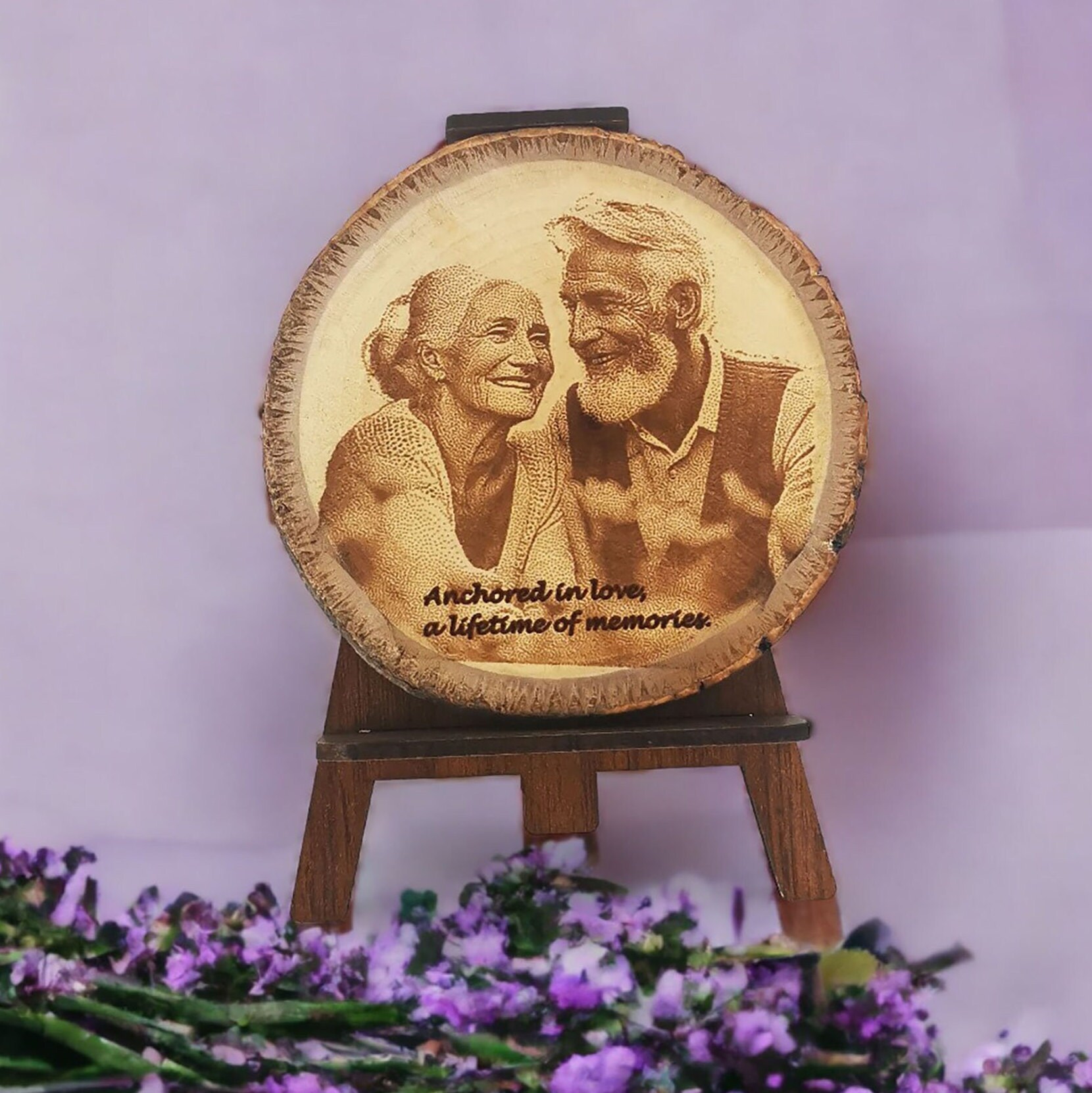 Ahşap Dilim Üzerine Özel Kazınmış Fotoğraf 
